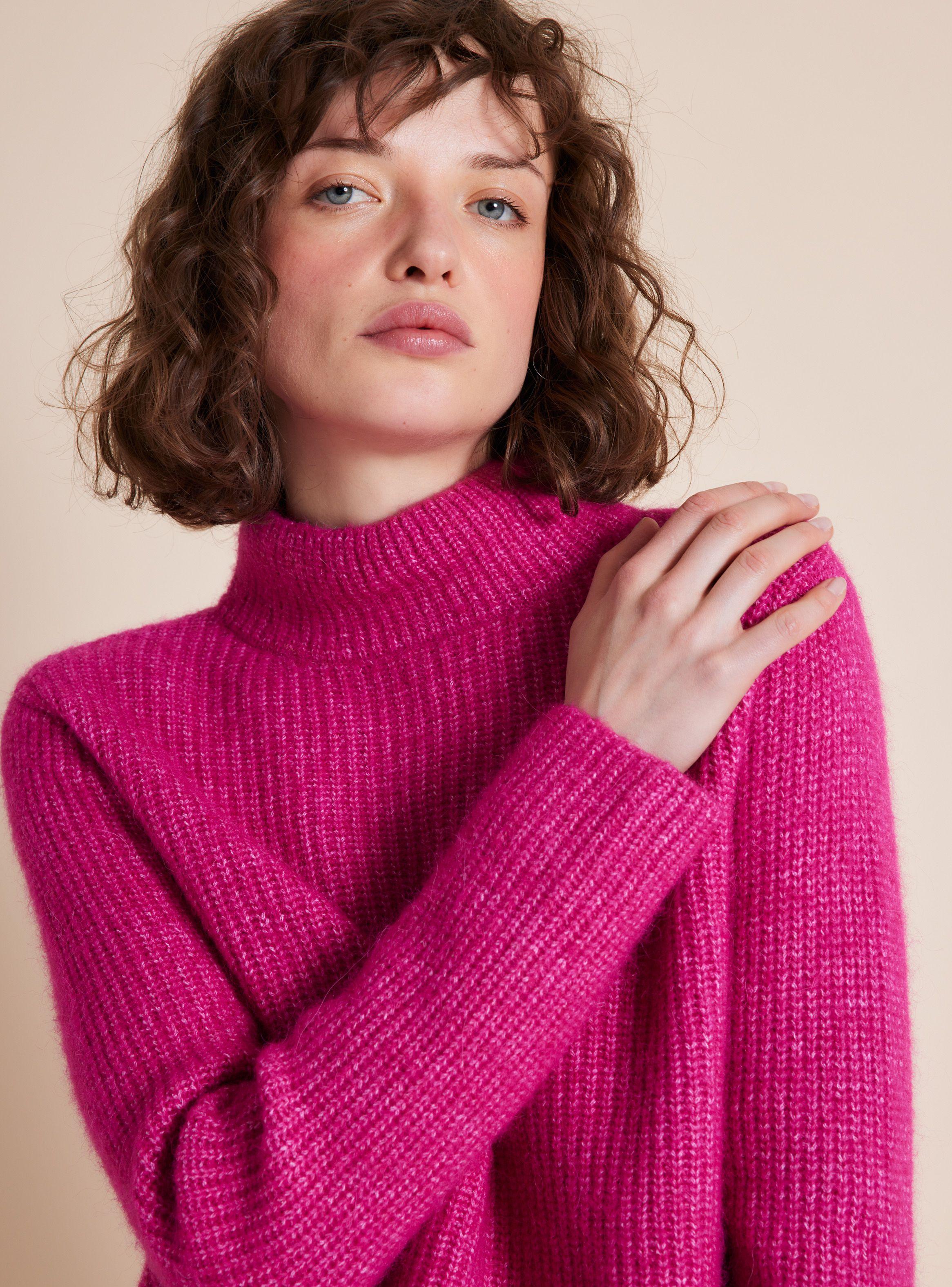Sweater Corto Cuello Alto Tejido Acanalado-2
