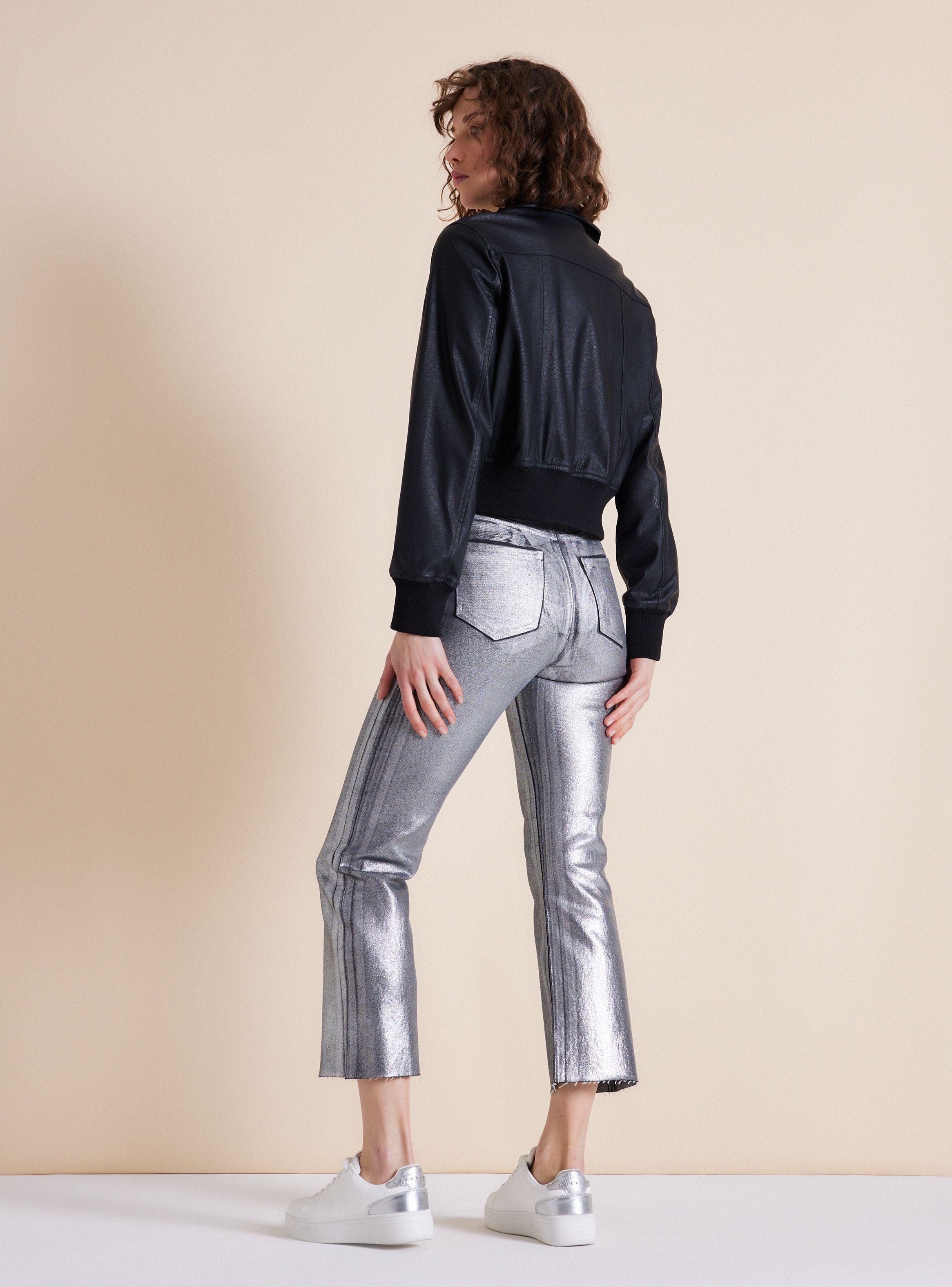 Chaqueta Bomber Solapa Efecto Cuero-5