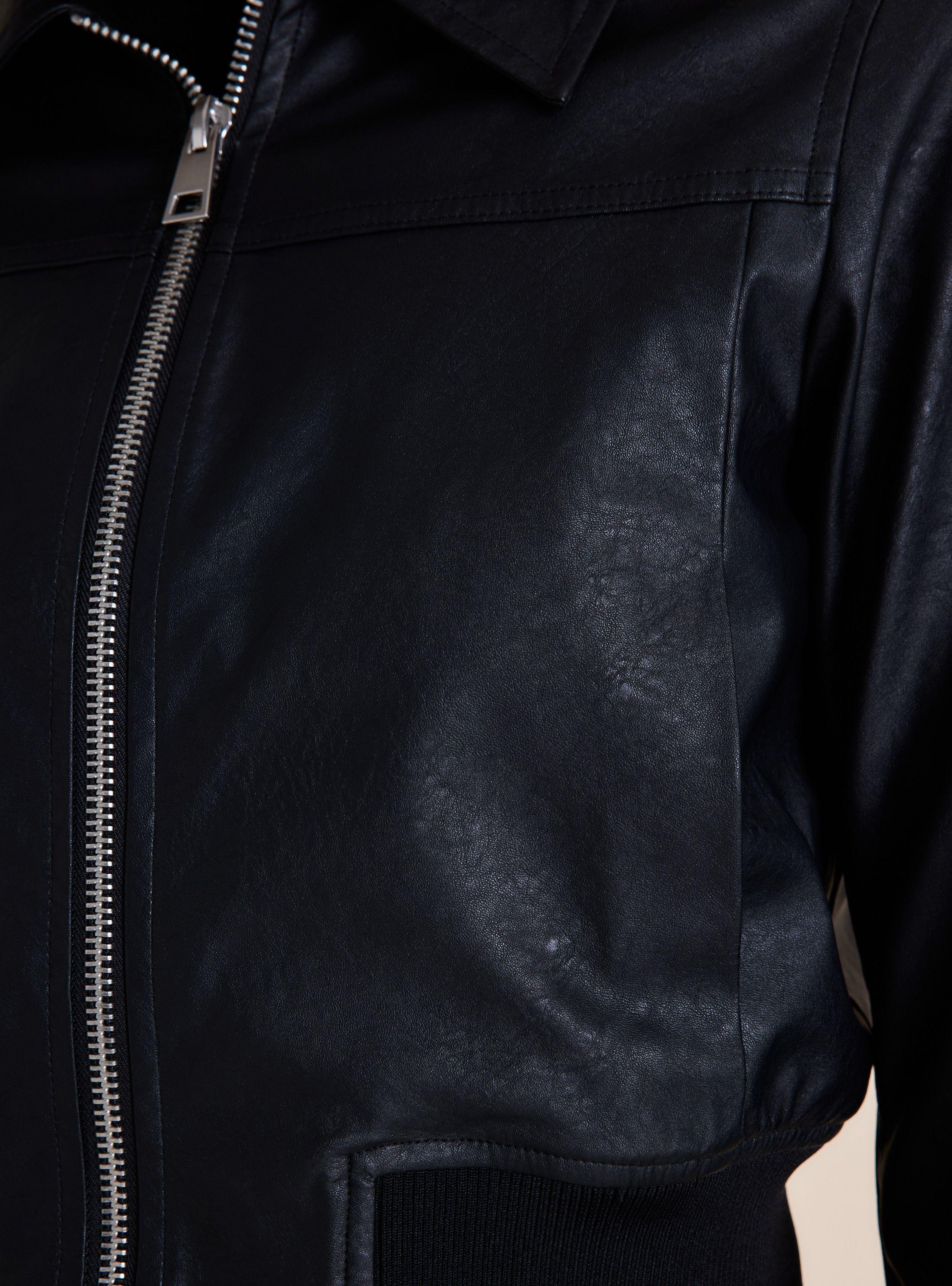 Chaqueta Bomber Solapa Efecto Cuero-3