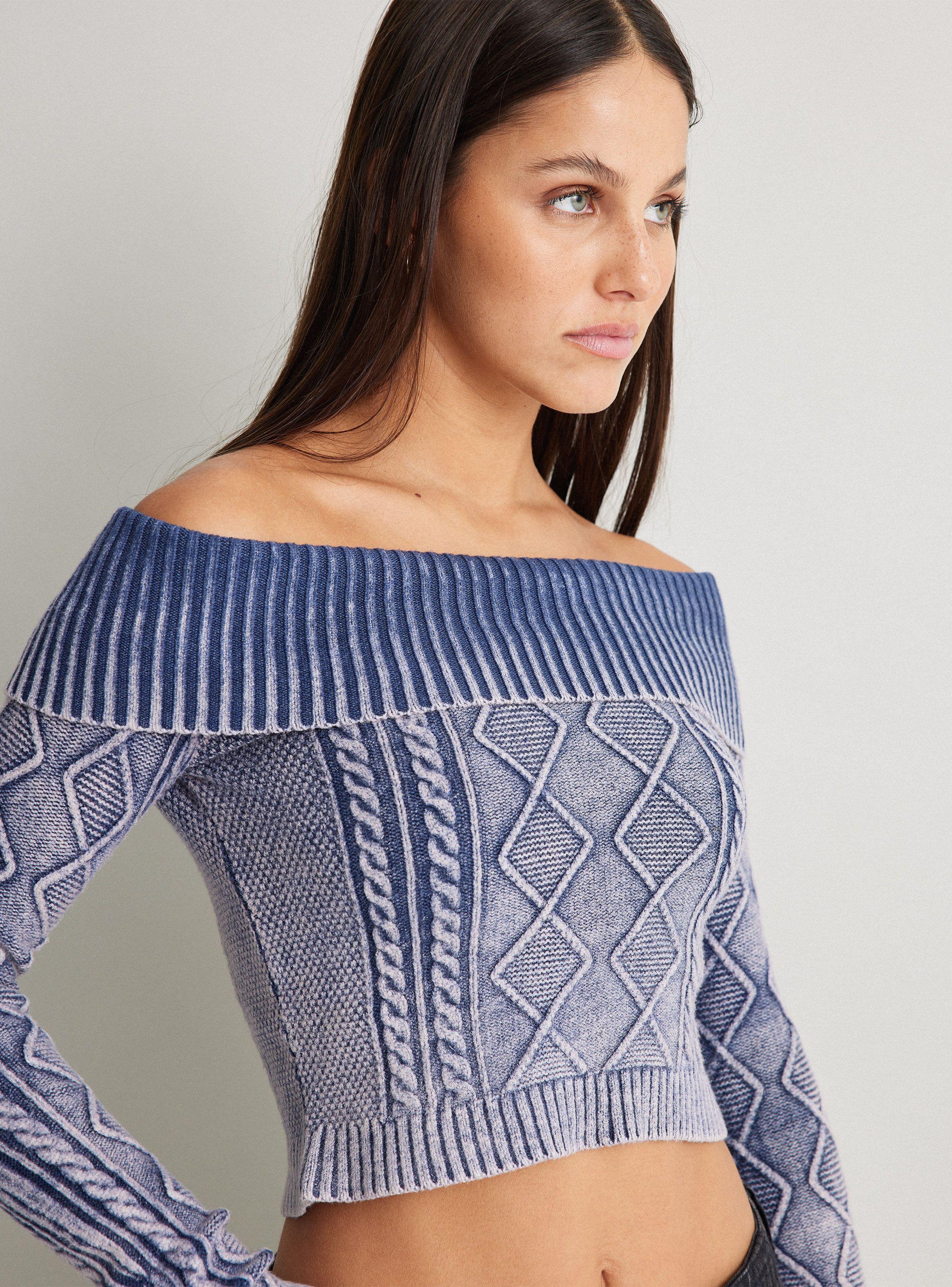 Sweater Sin Hombros Con Trenza-2