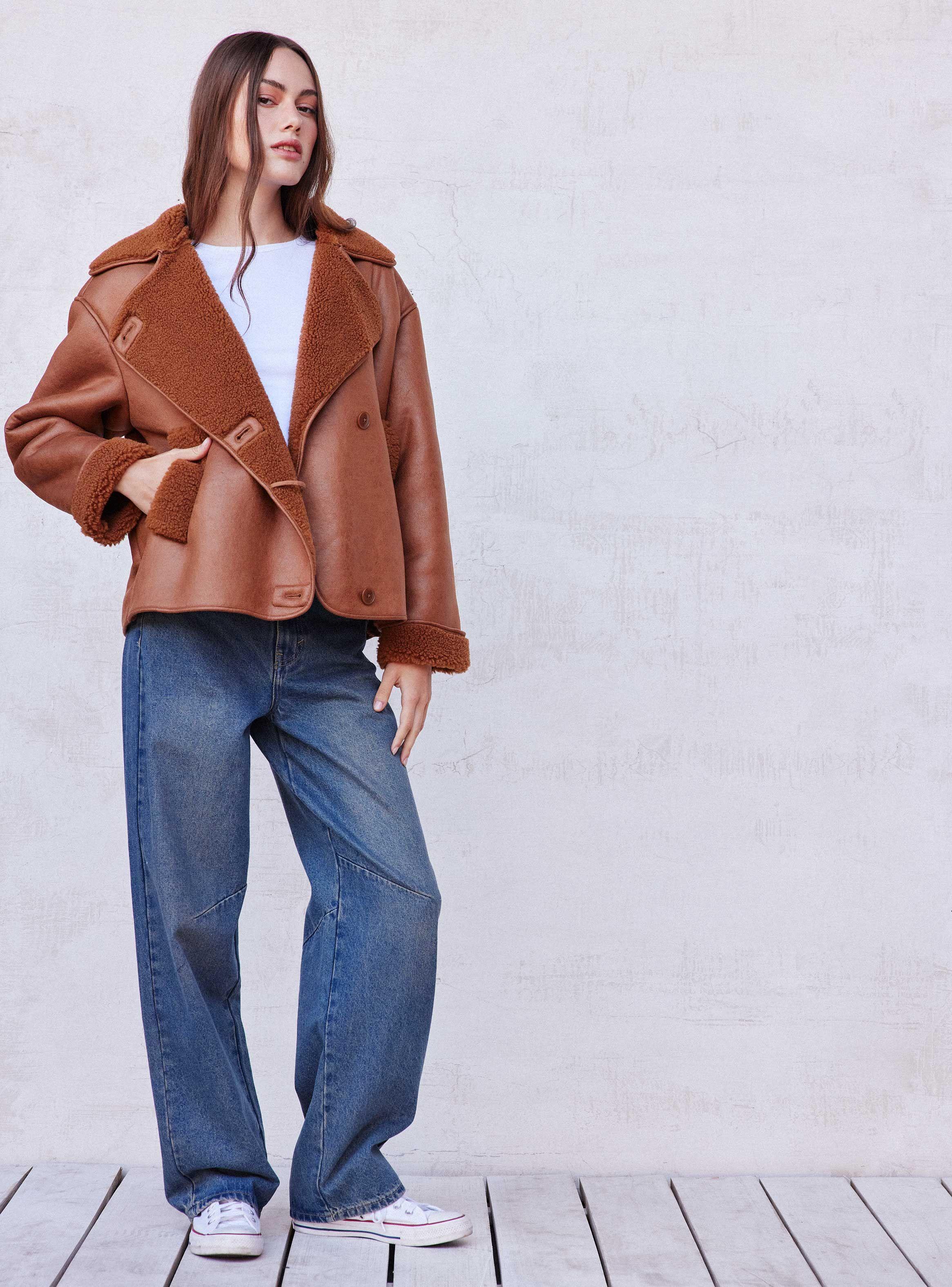 Chaqueta Interior Sherpa Cramel-4