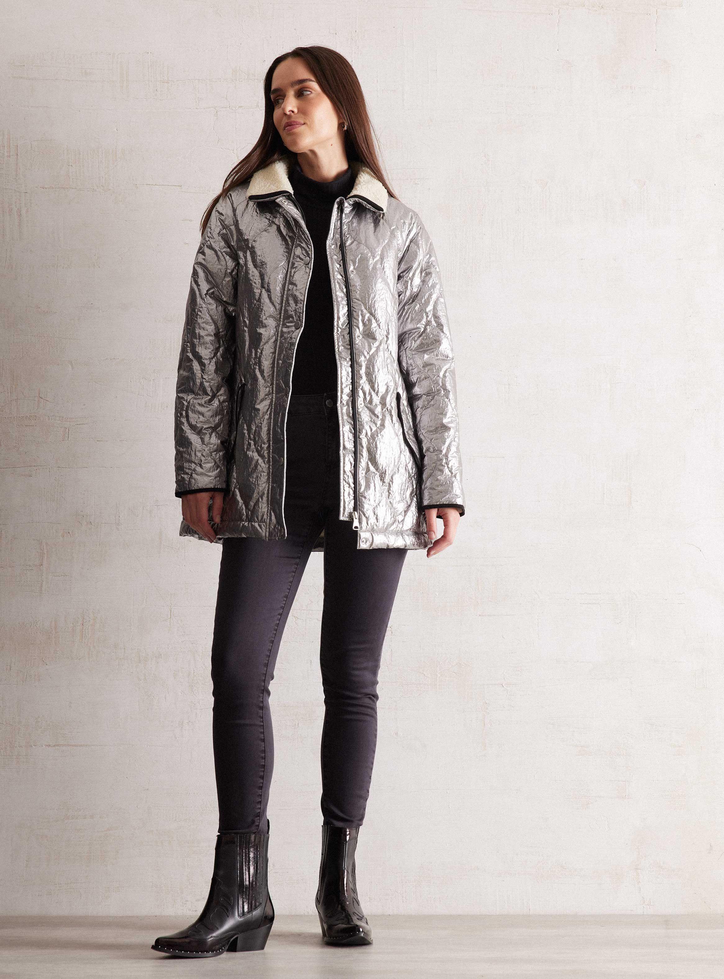 Parka Metalizada Forrada con Sherpa-4