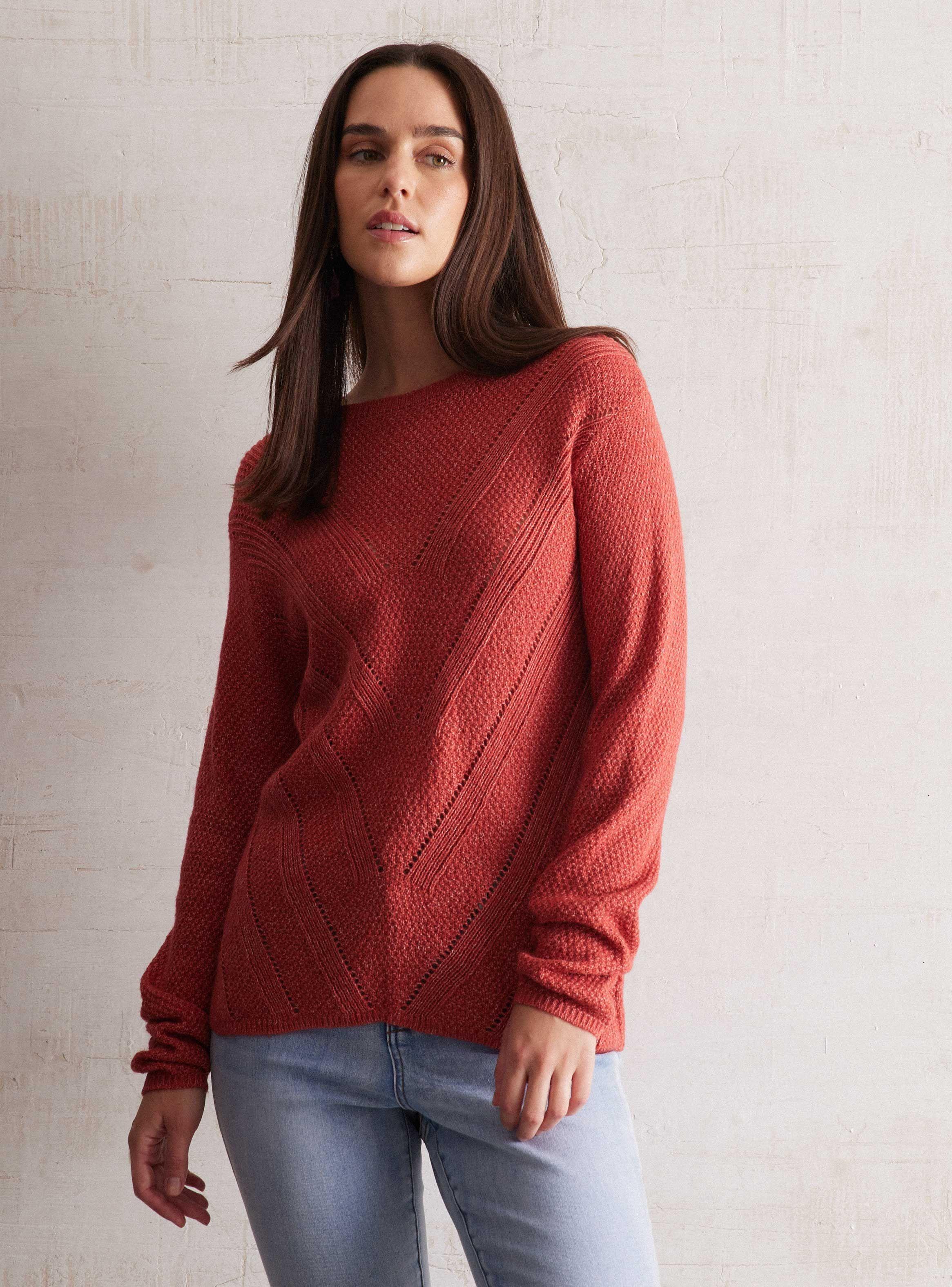 Sweater Jaspeado Con Diseño Textura Frontal-0