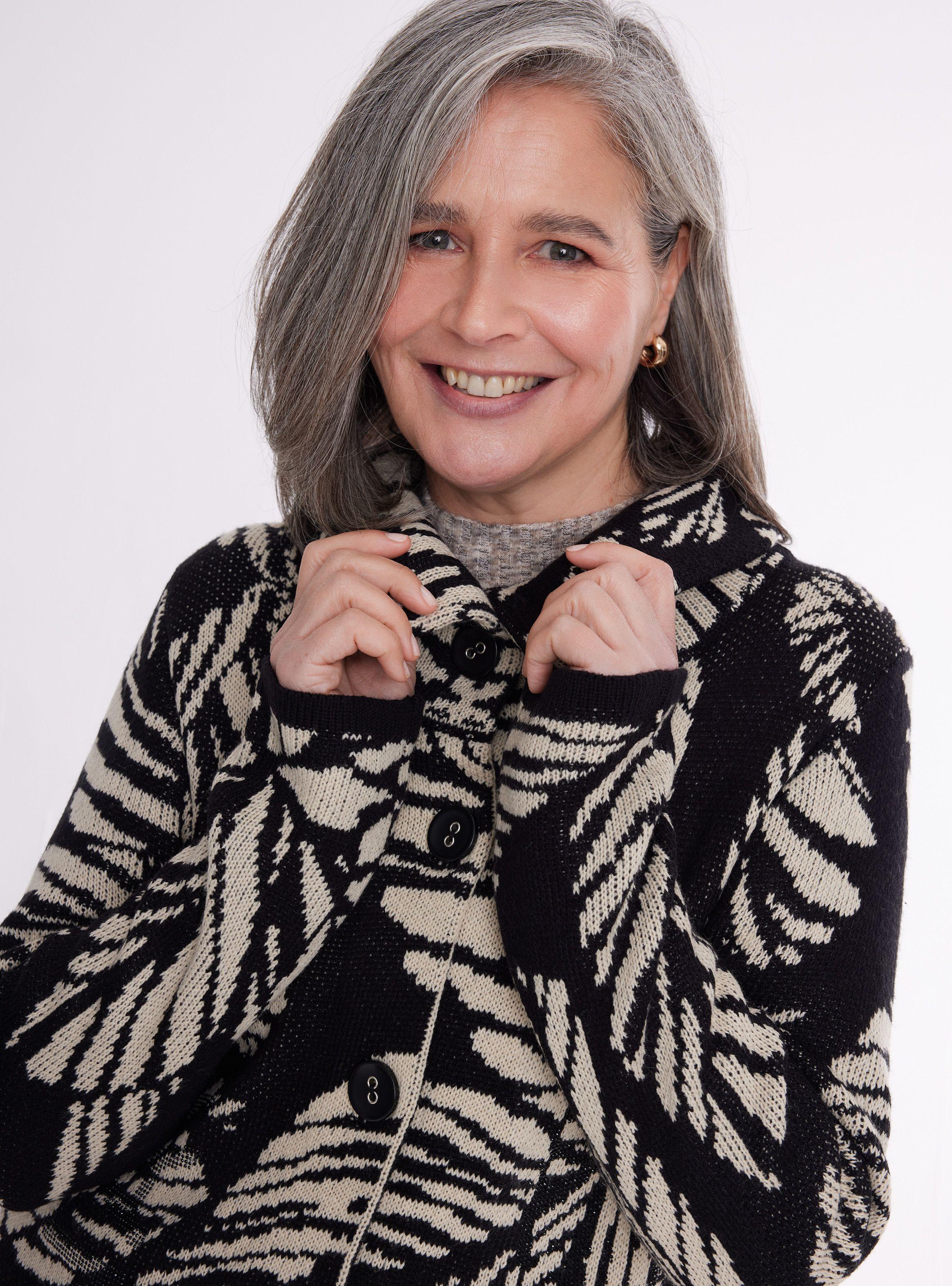 Chaqueta Tejida Jacquard Con Botones-2