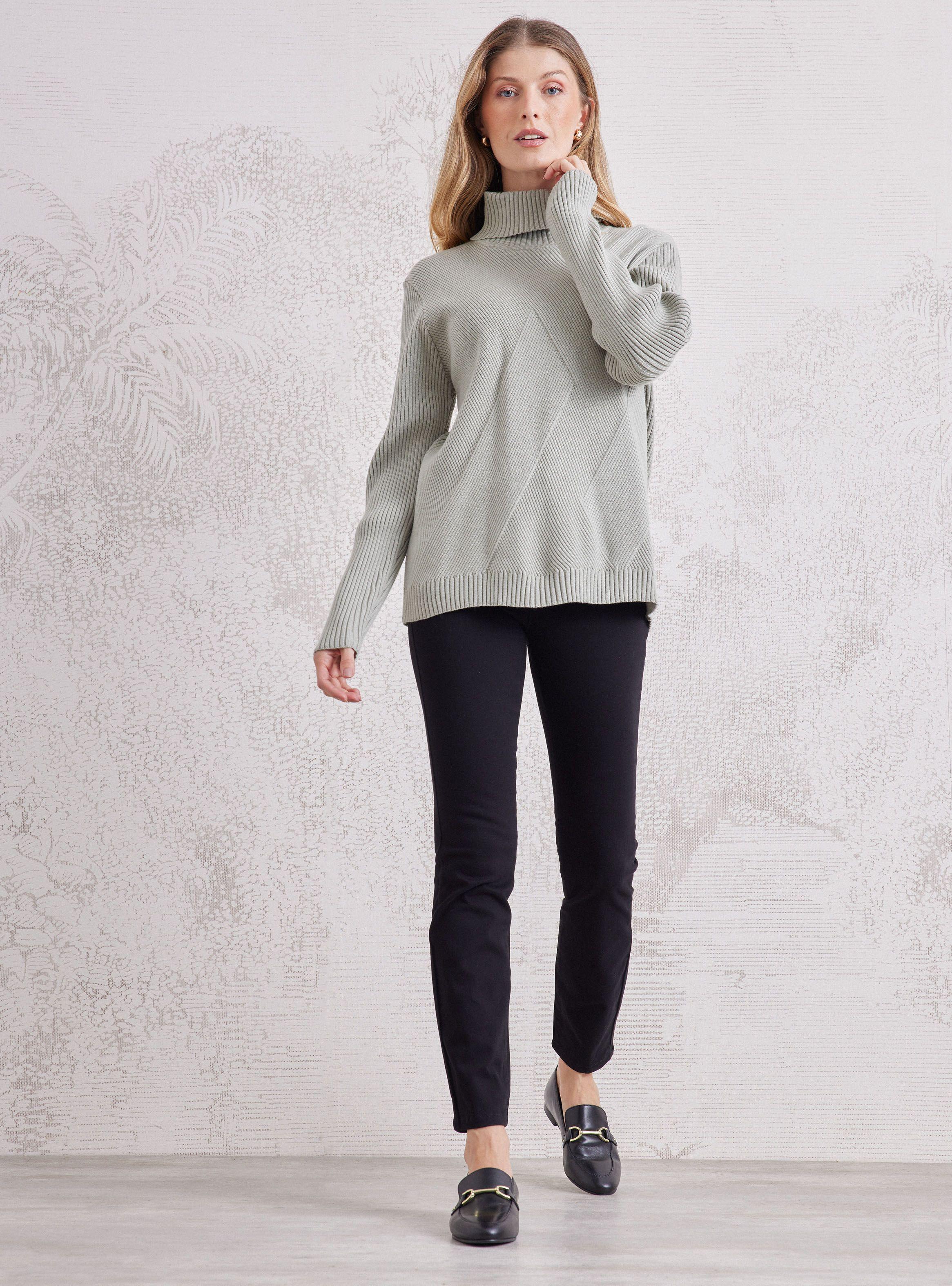 Sweater Cuello Beatle Acanalado Con Rombo Frontal-4