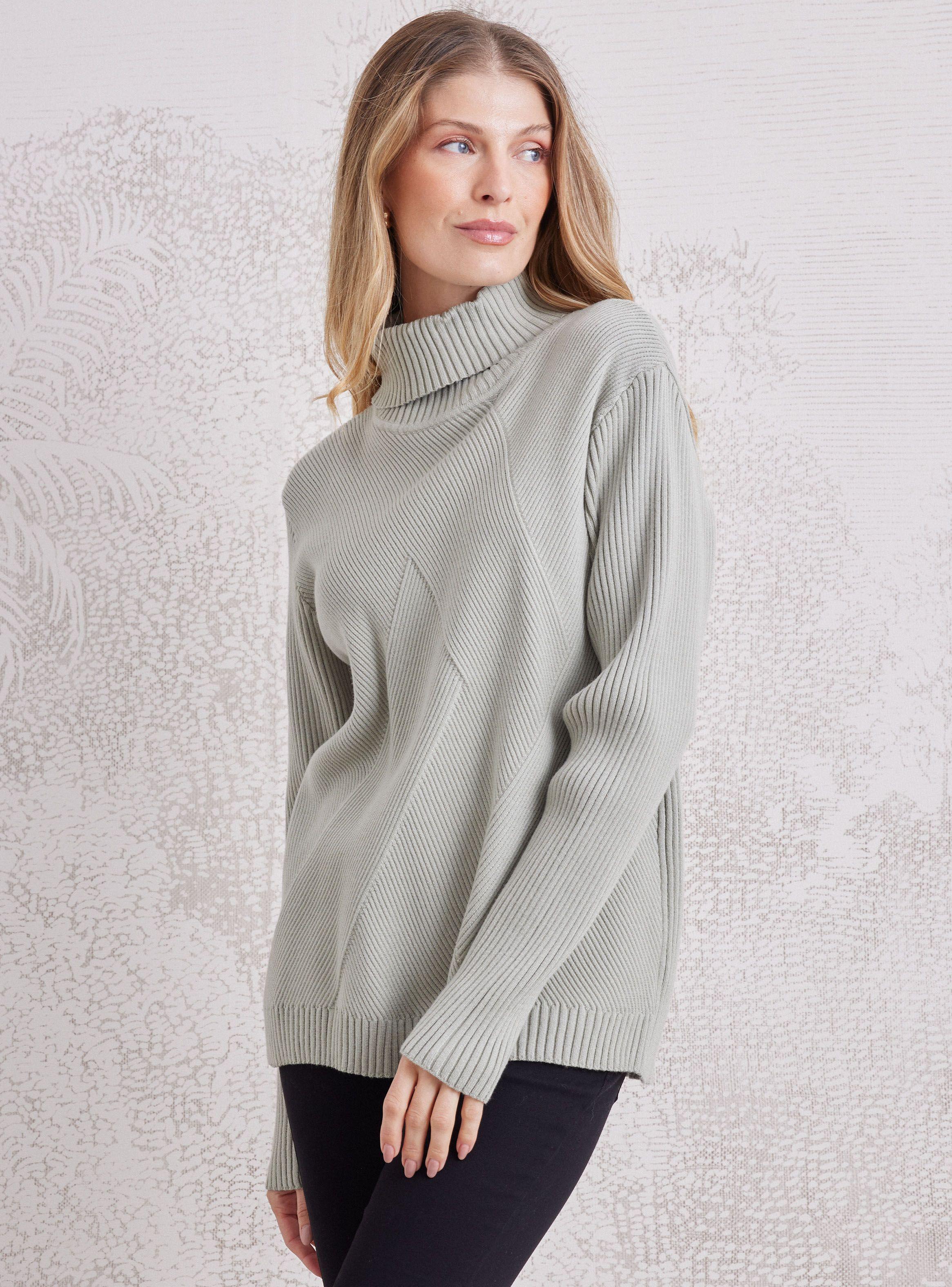 Sweater Cuello Beatle Acanalado Con Rombo Frontal-0