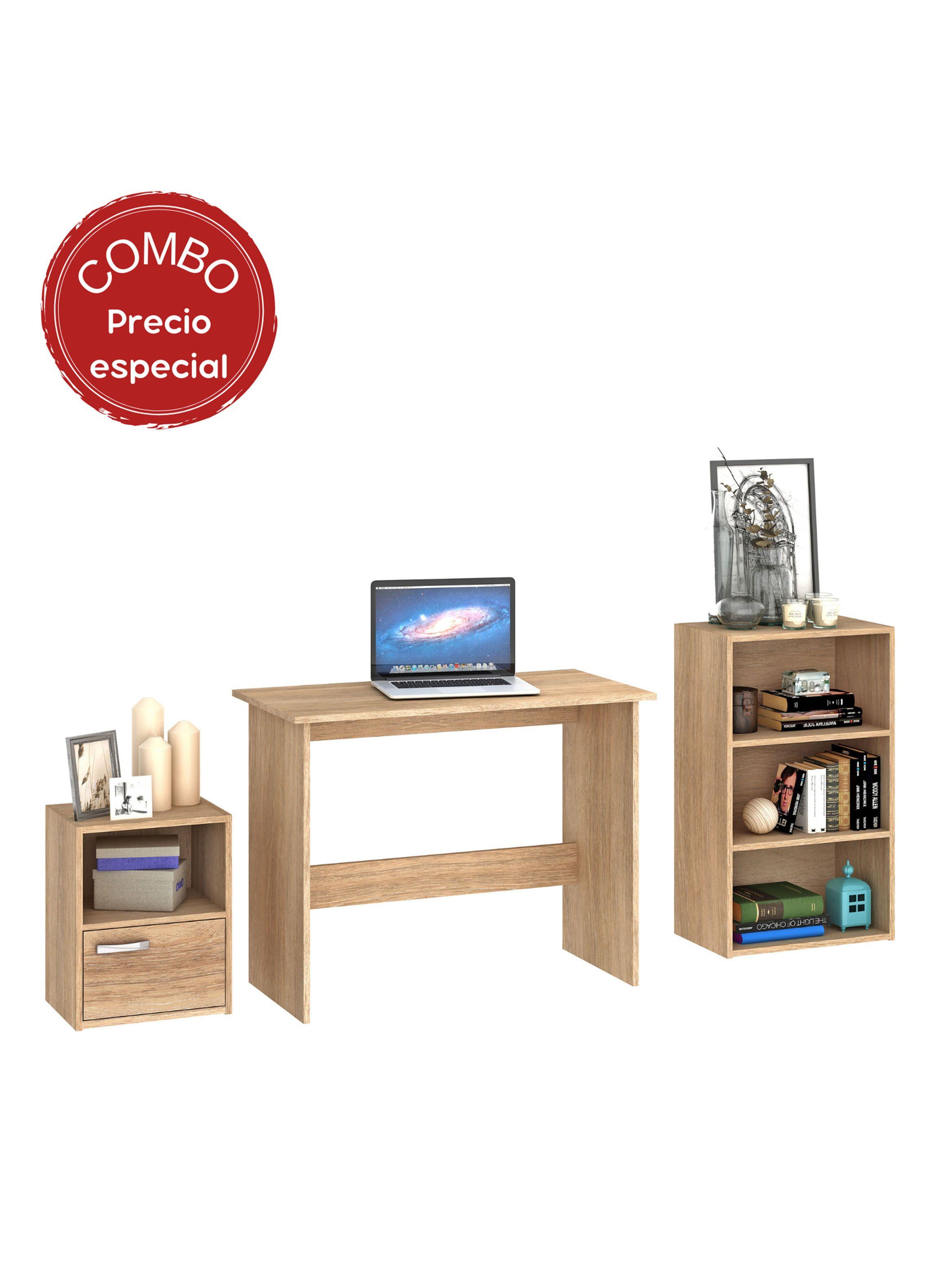 Escritorio + Cajonera Puerta + Estante Librero-0