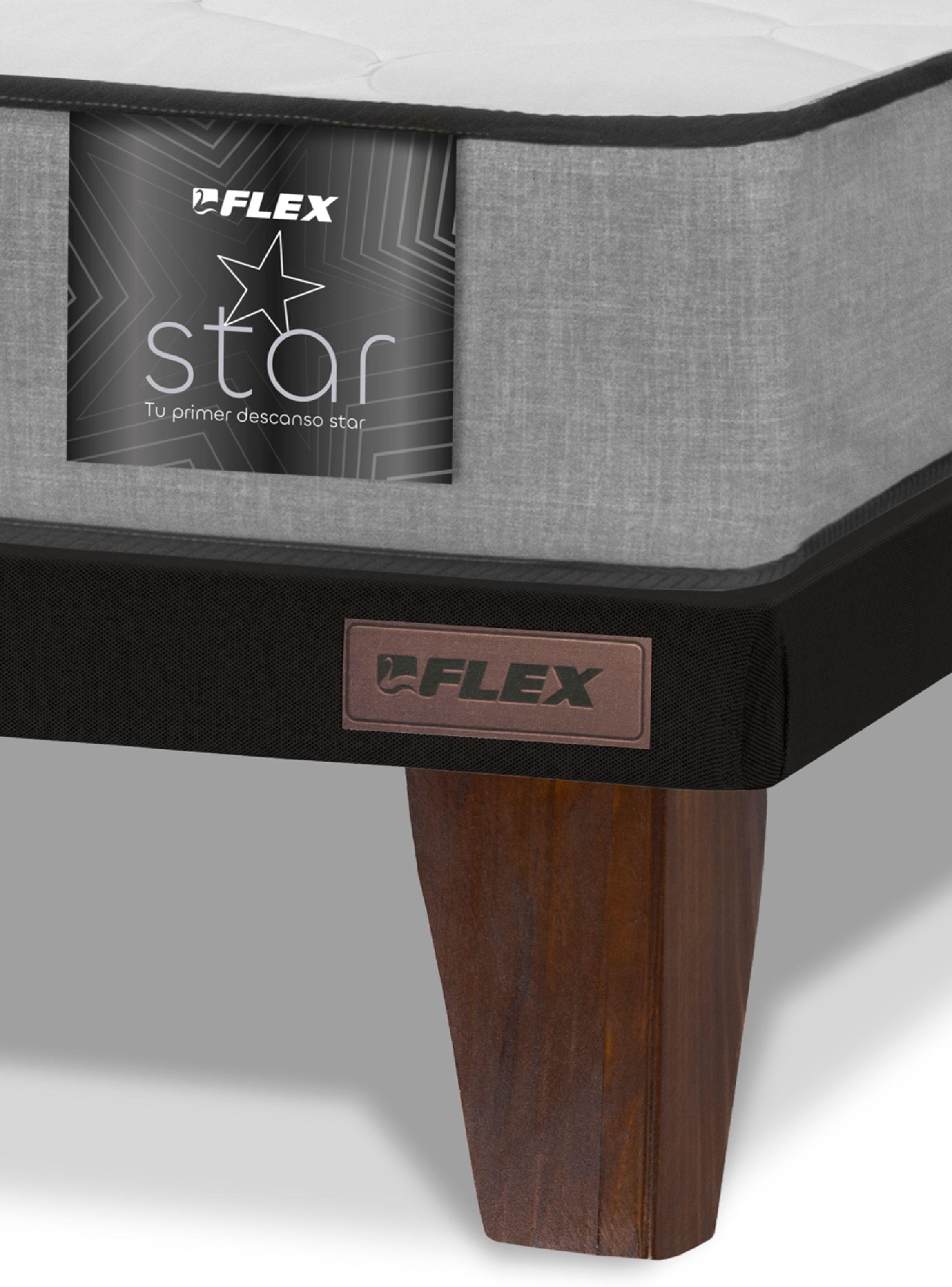 Cama Europea Star 2 Plazas x190 cm + Respaldo Royal + Velador Rock-2