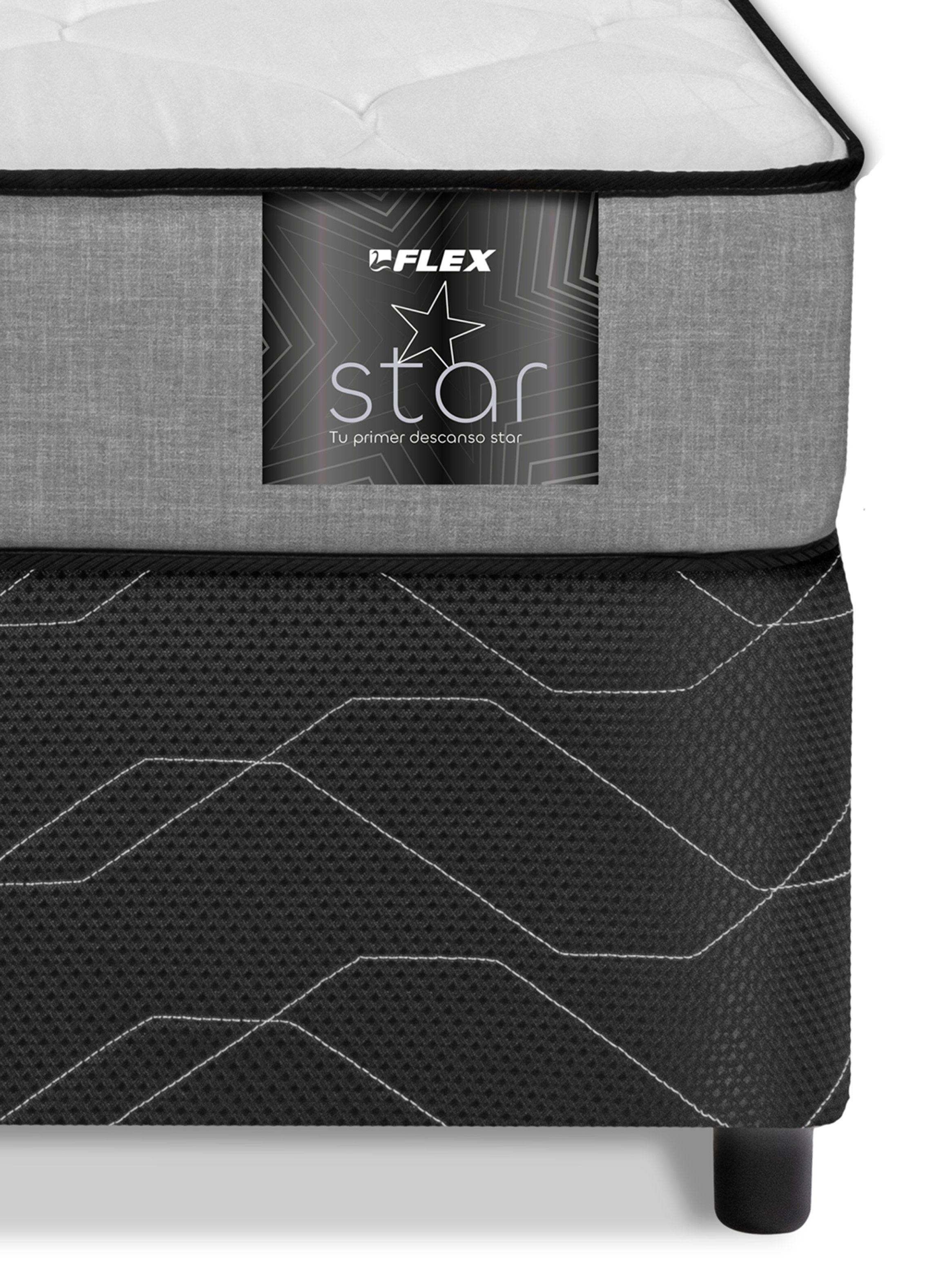 Cama Americana Star 1.5 Plazas x 190 cm + Respaldo Royal + Velador Rock-2