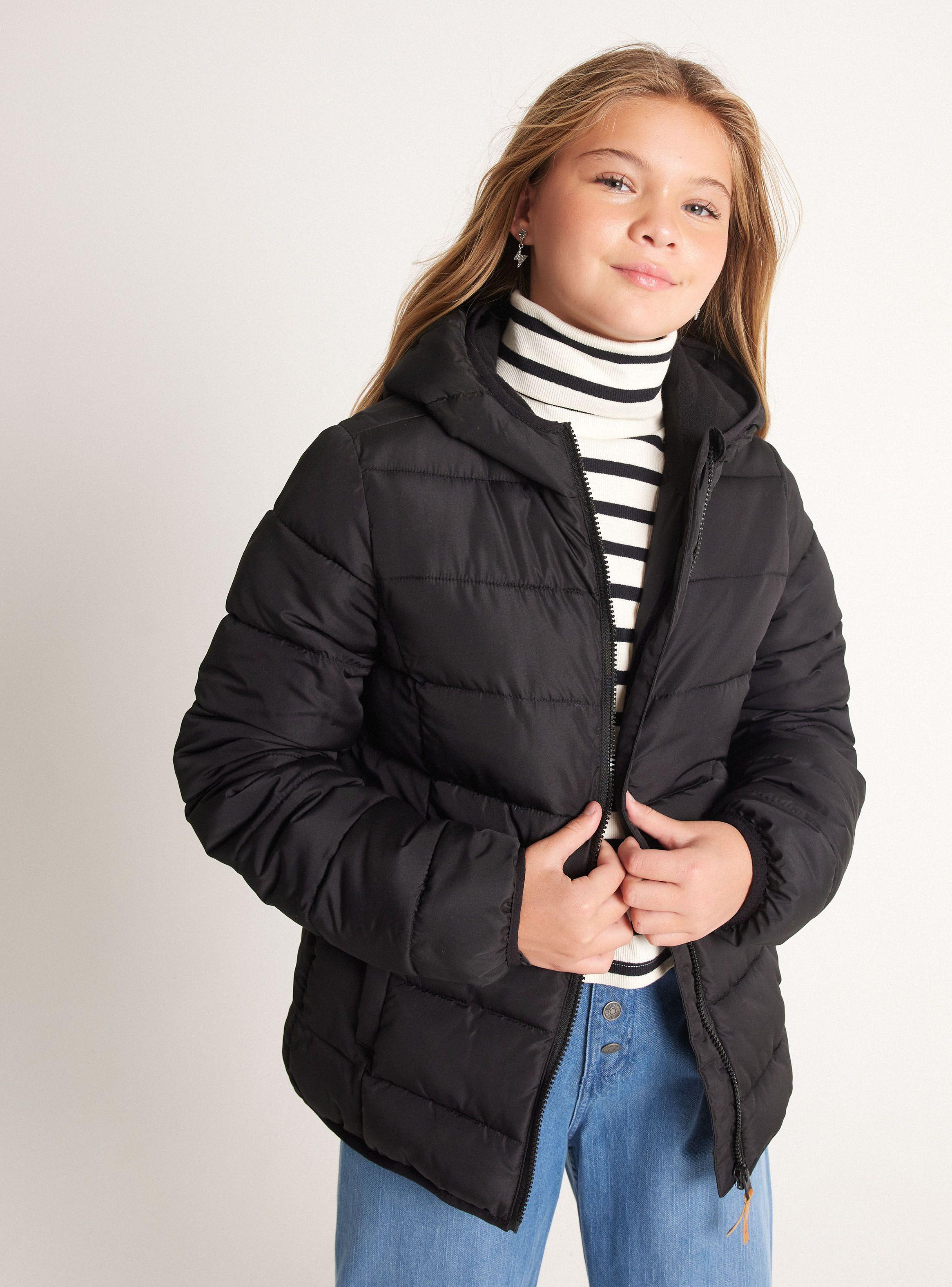 Parka Básica de Color Liso con Forro-0