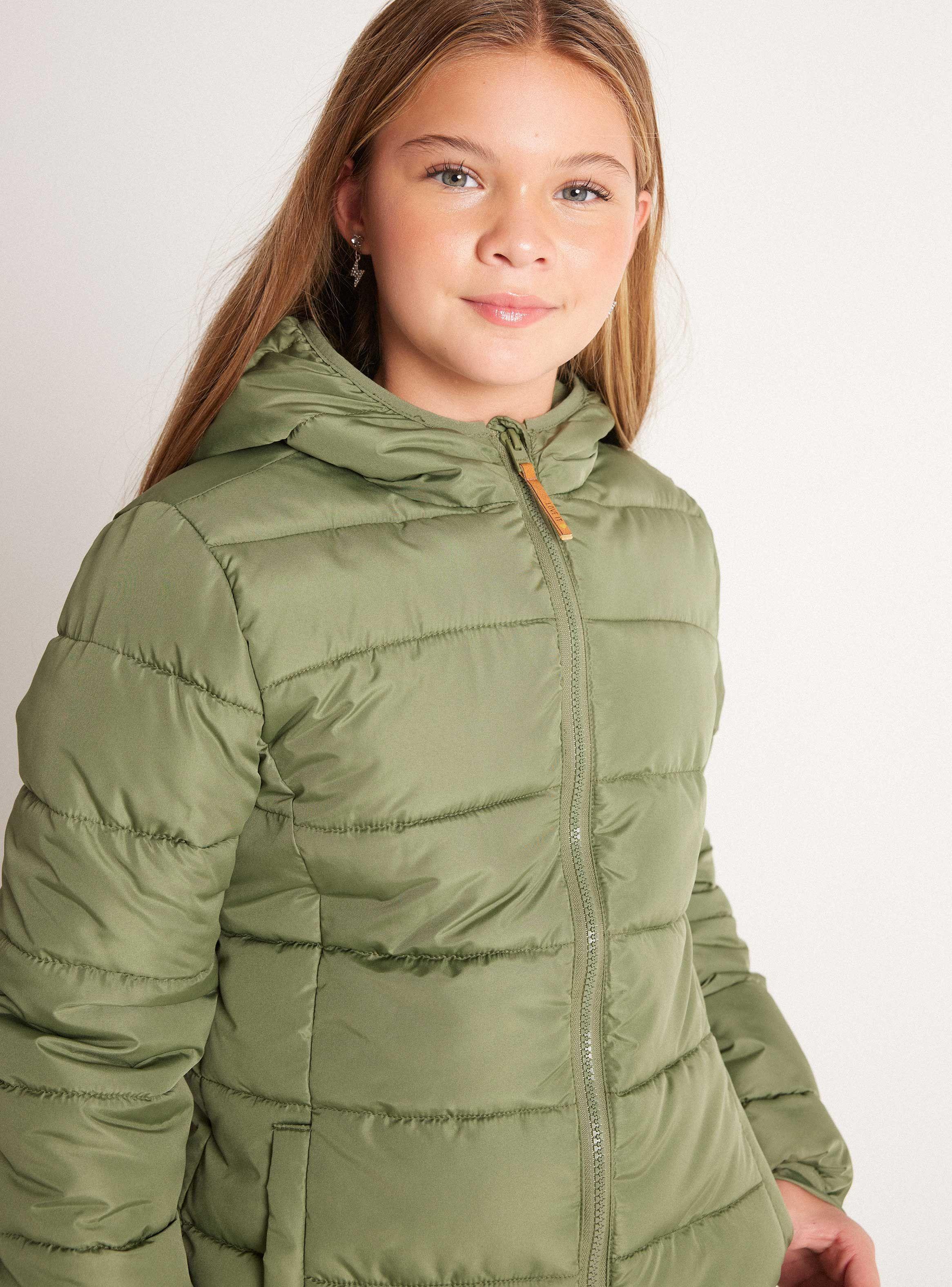Parka Básica de Color Liso con Forro-1