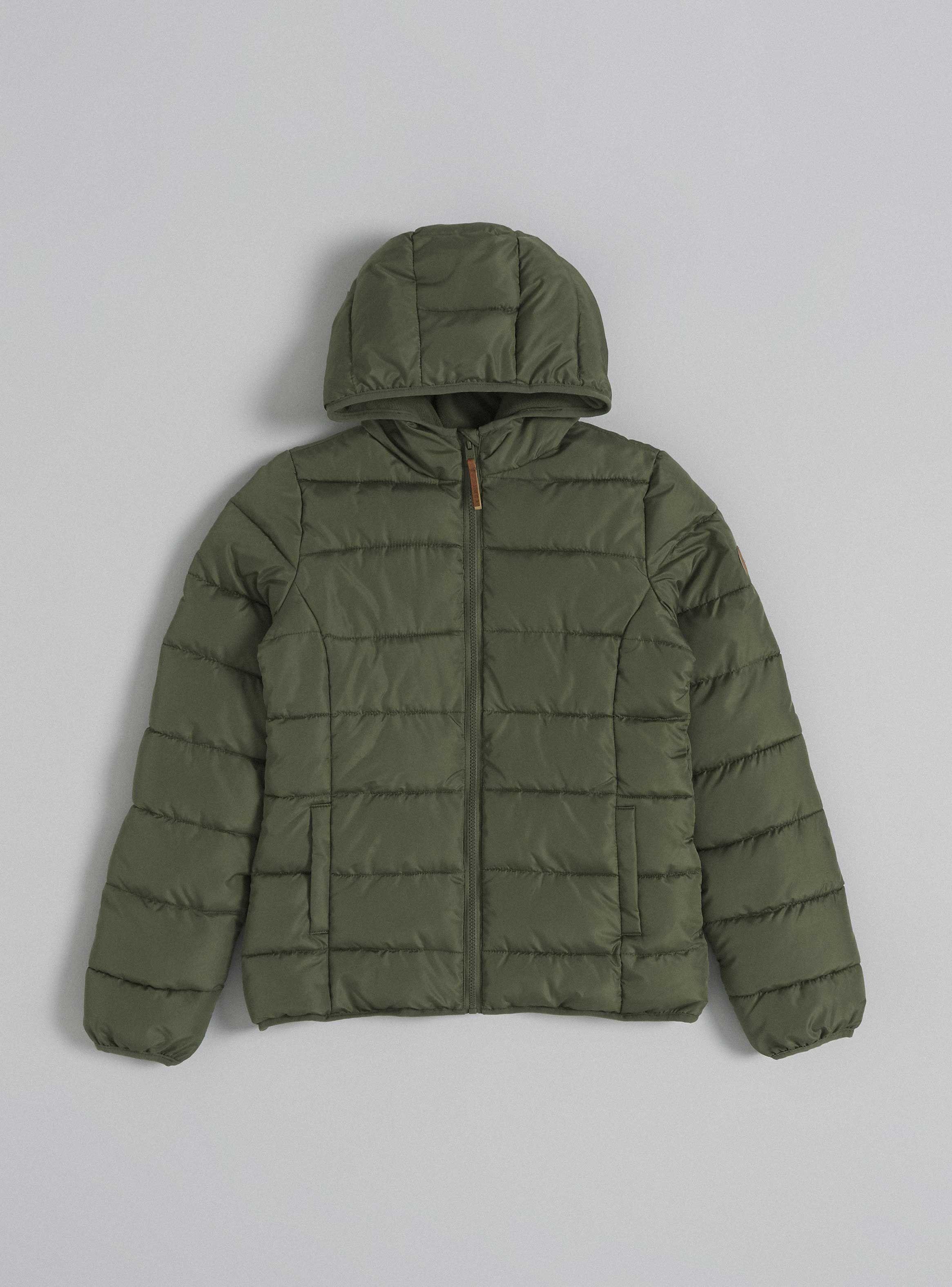 Parka Básica de Color Liso con Forro-2