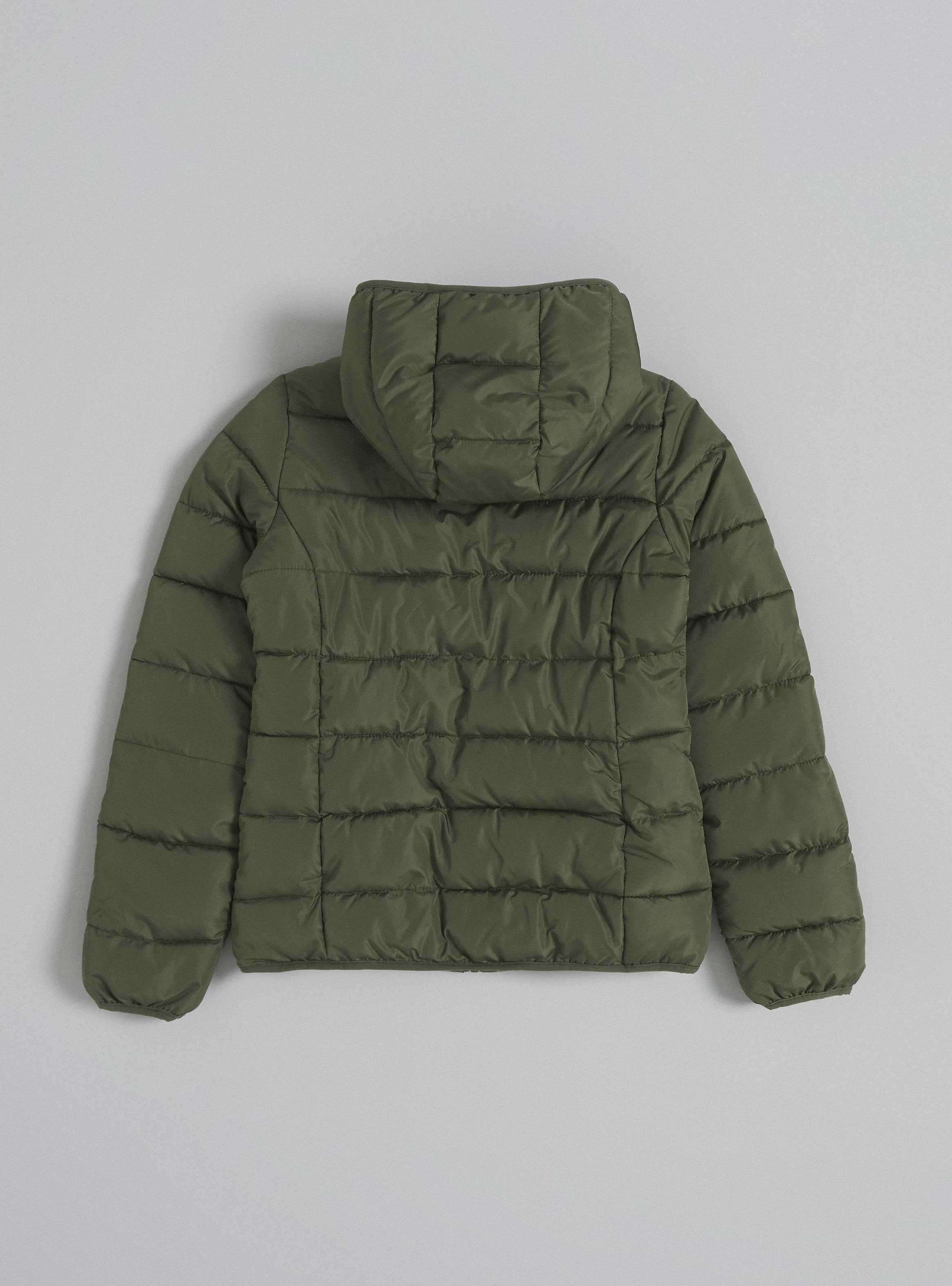 Parka Básica de Color Liso con Forro-3