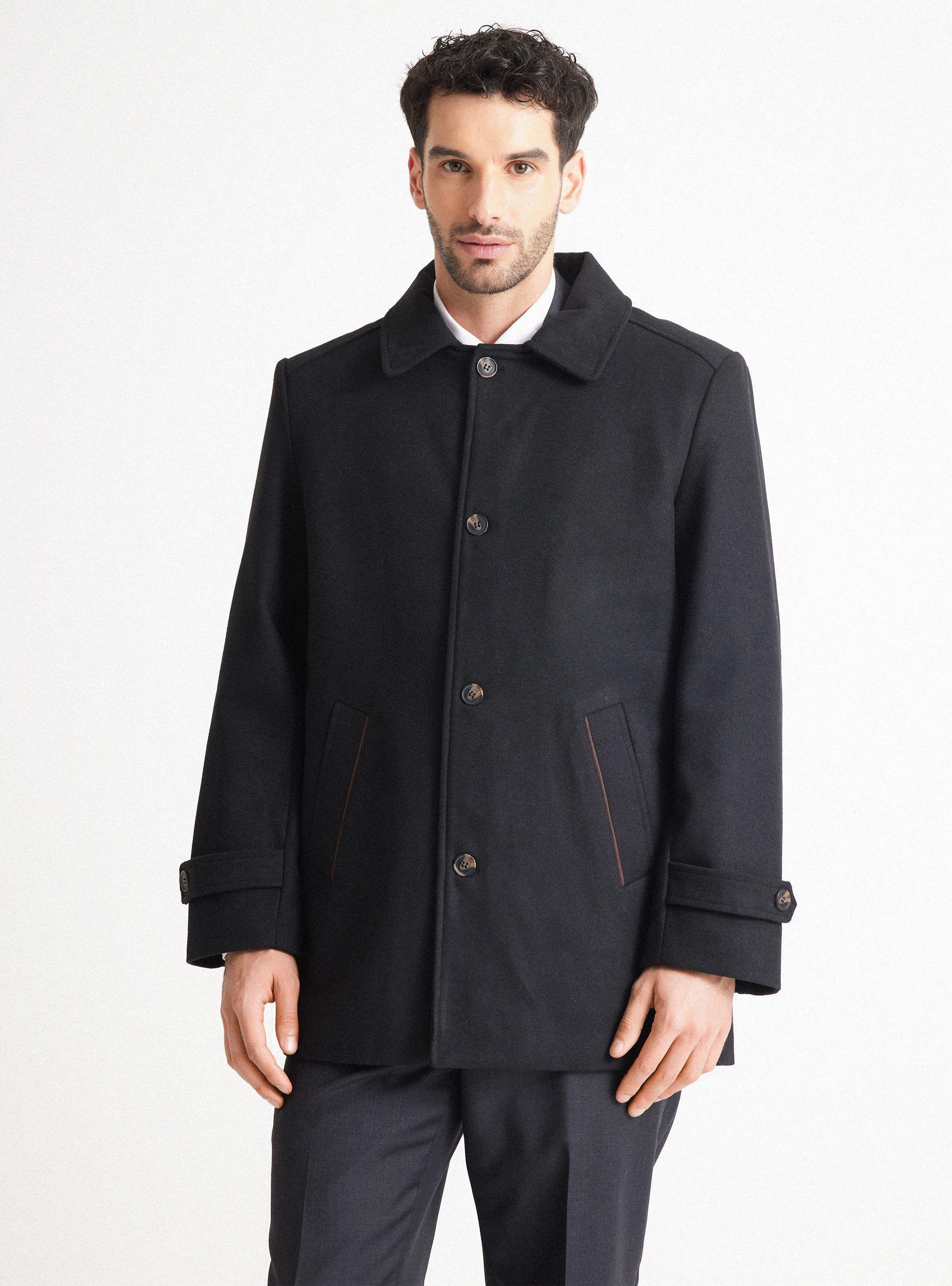 Abrigo Recto Classic con Aplicaciones en Suede-0