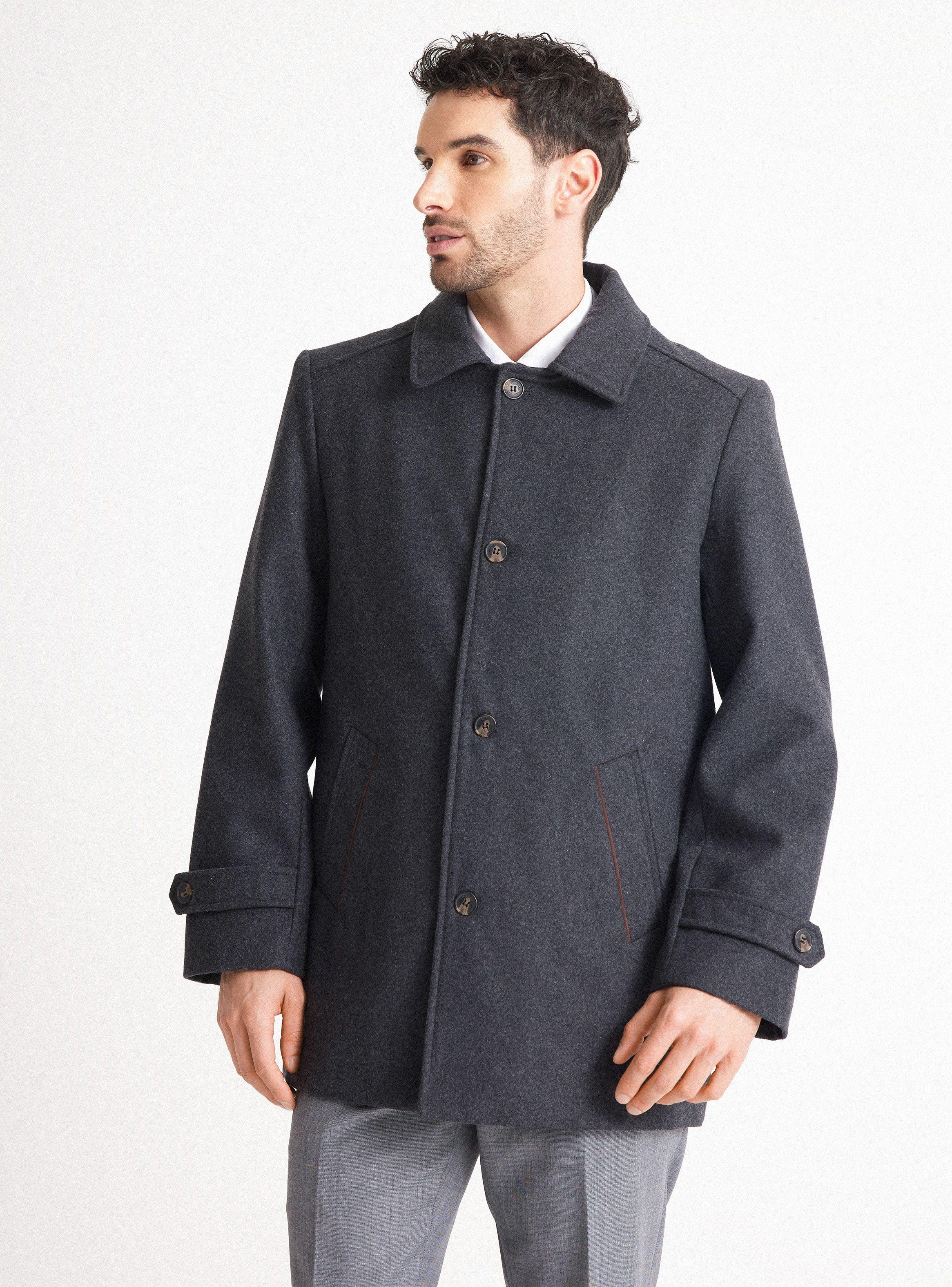 Abrigo Recto Classic con Aplicaciones en Suede-0