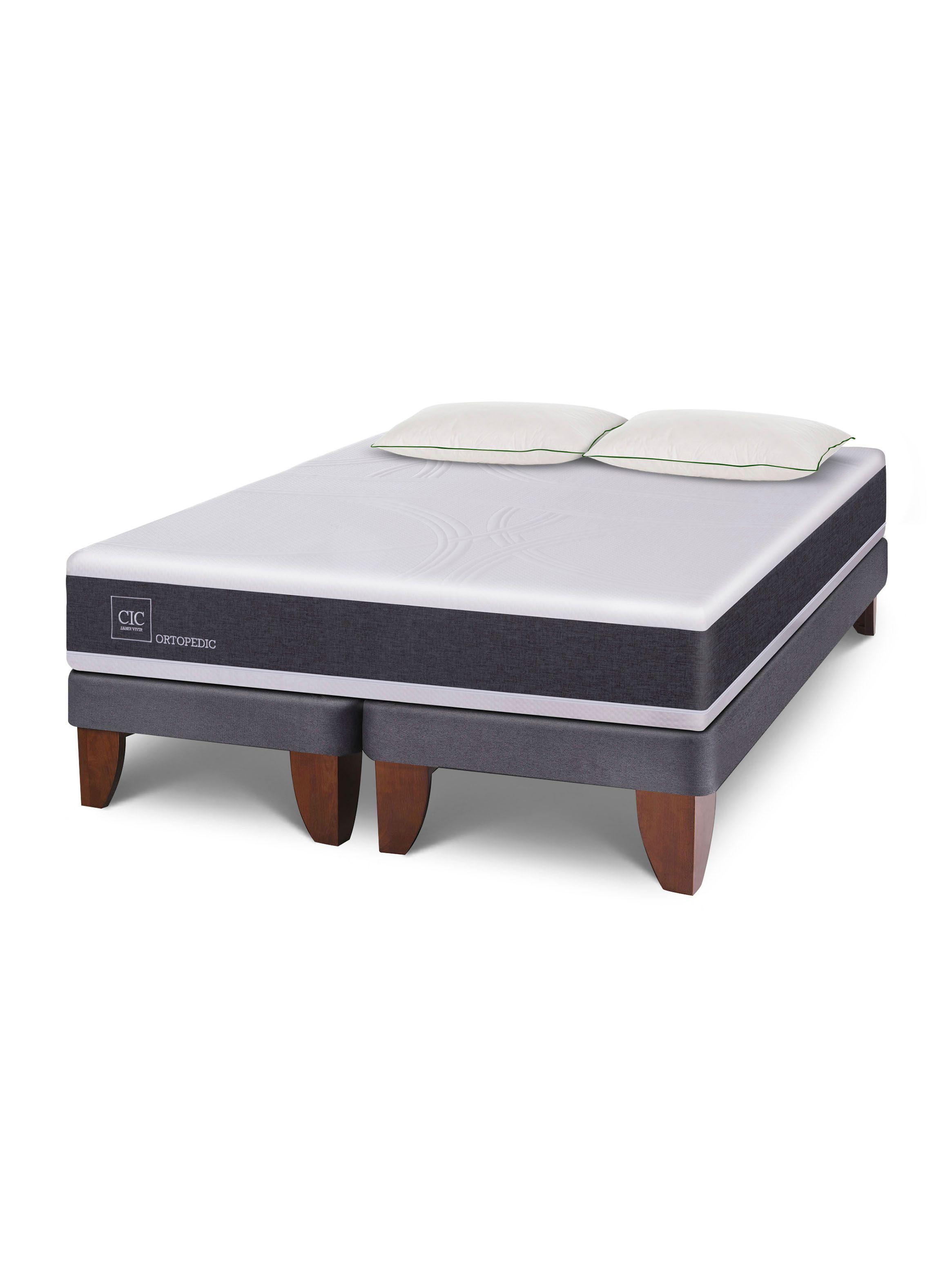 Cama Europea New Ortopedic 2 Plazas Base Dividida + 2 Almohadas Da Soft Sleep-2