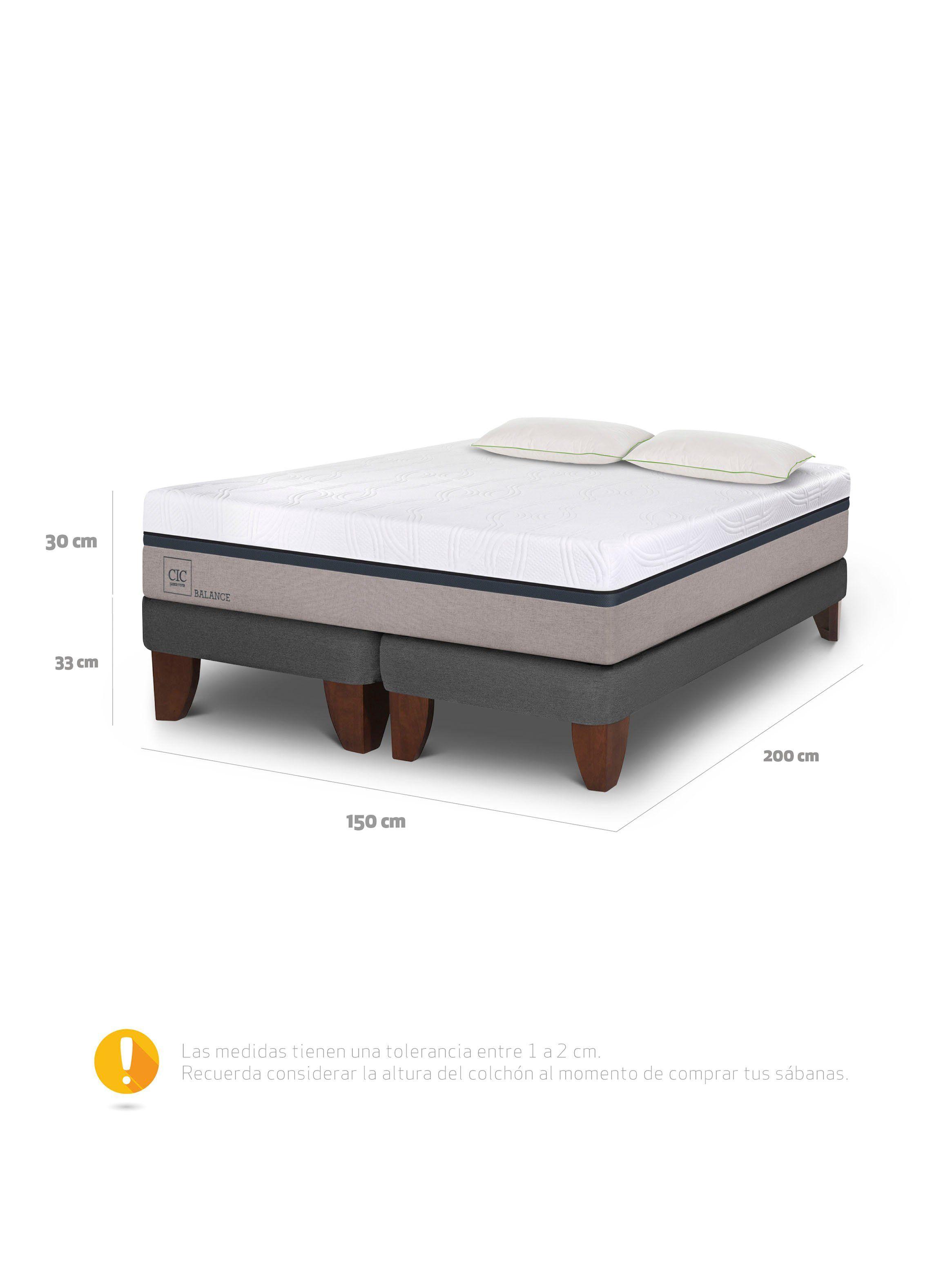 Cama Europea Balance 2 Plazas Base Dividida + Almohada Da Advance Sleep-1