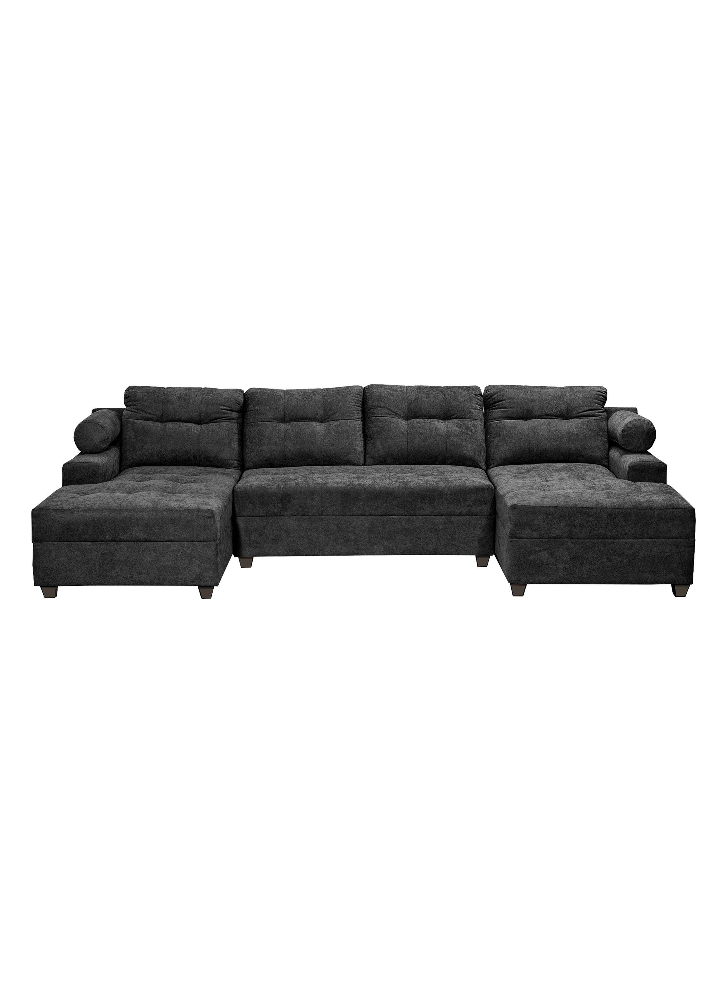 Seccional Le Mans Doble Chaise Tela Negro-0