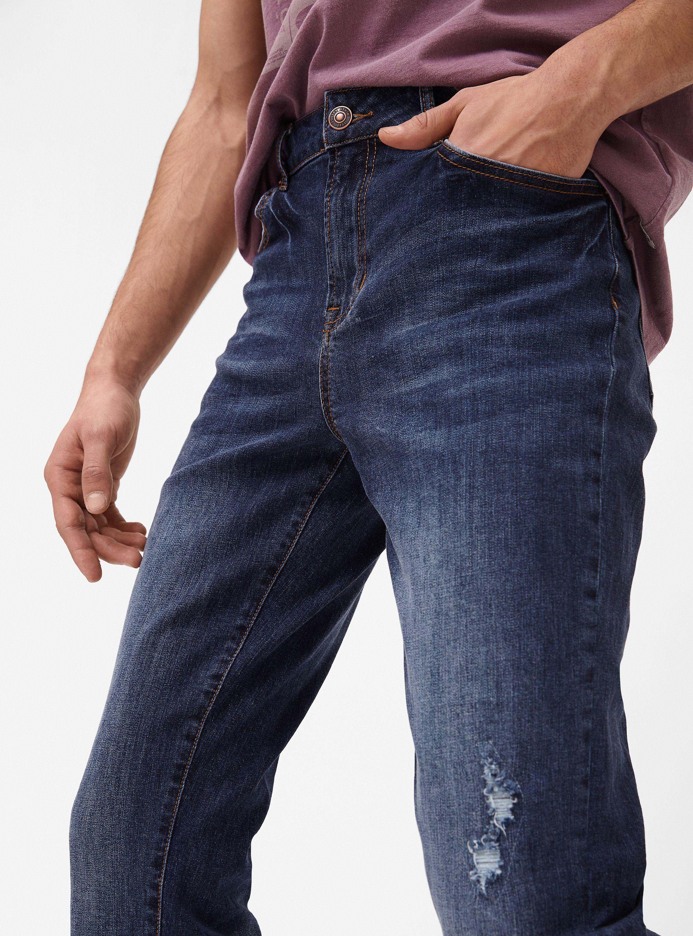 Jeans Slim Roturas Azul Oscuro Foster-2