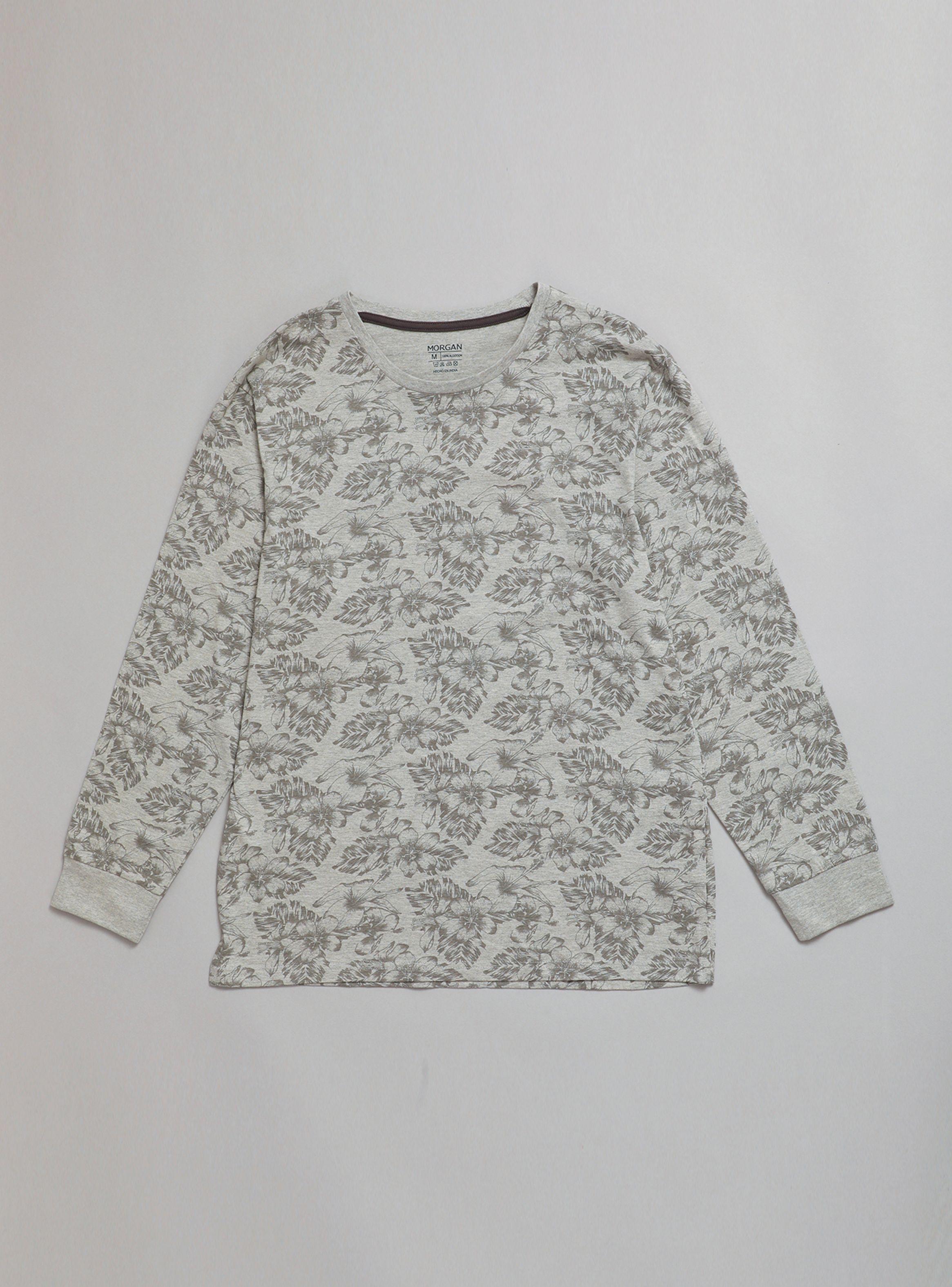 Pijama de Algodón Cuello Redondo y Puño-1