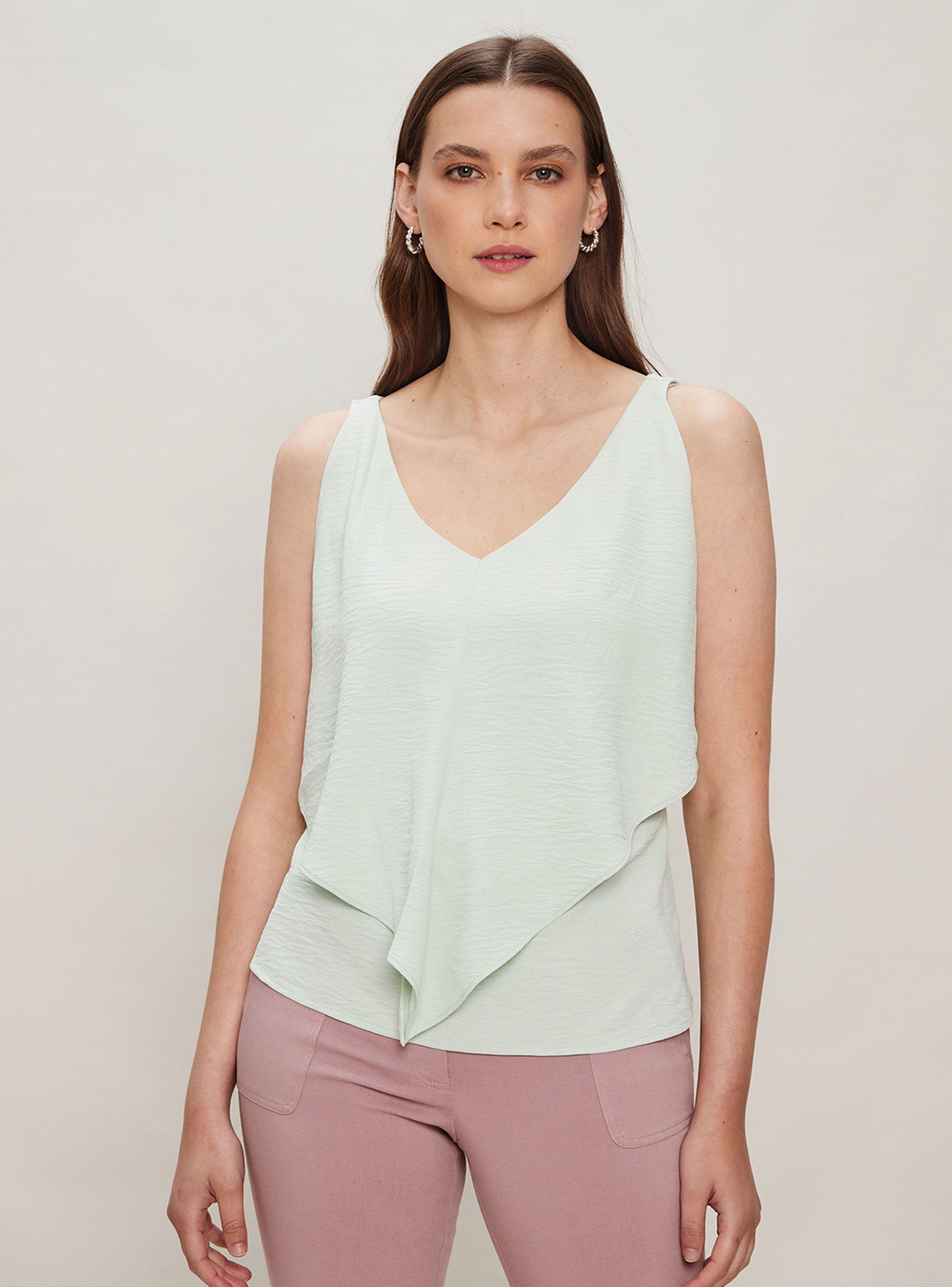 Polera Top Liso Con Capa Escote Tirantes-0