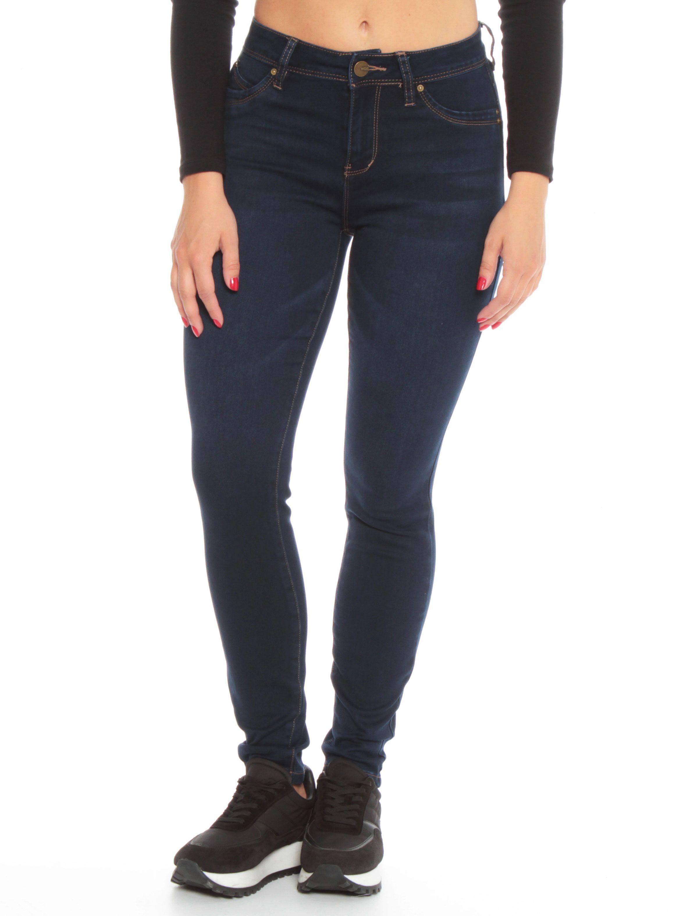 Jeans Slim Tiro Alto Push Up Pretina Básica Un Botón-0