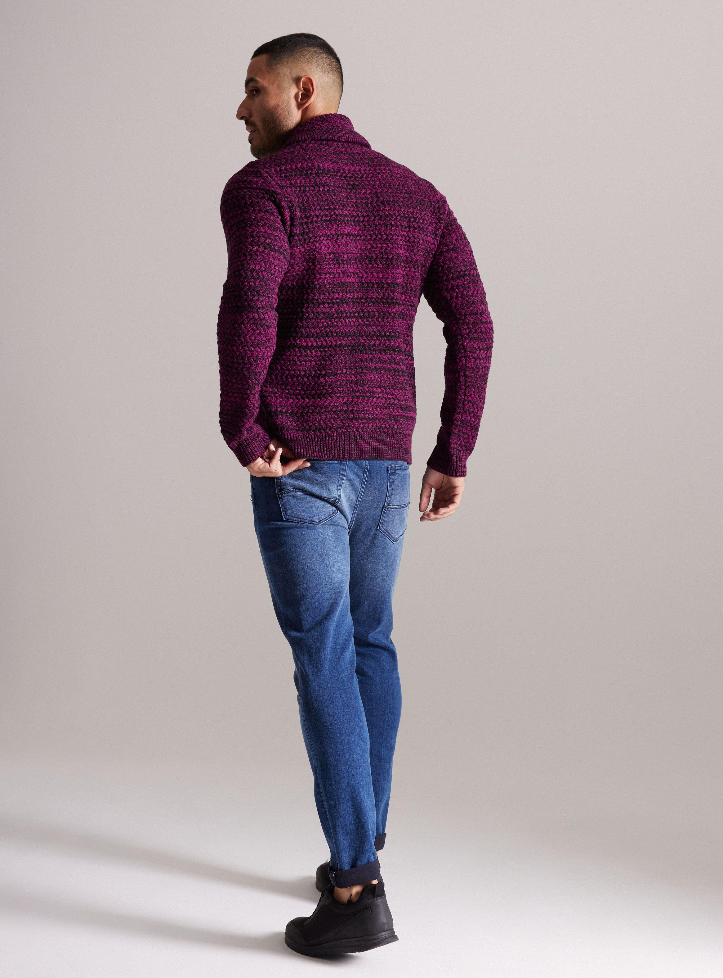 Sweater Cuello Cruzado Melange Punto Textura-5