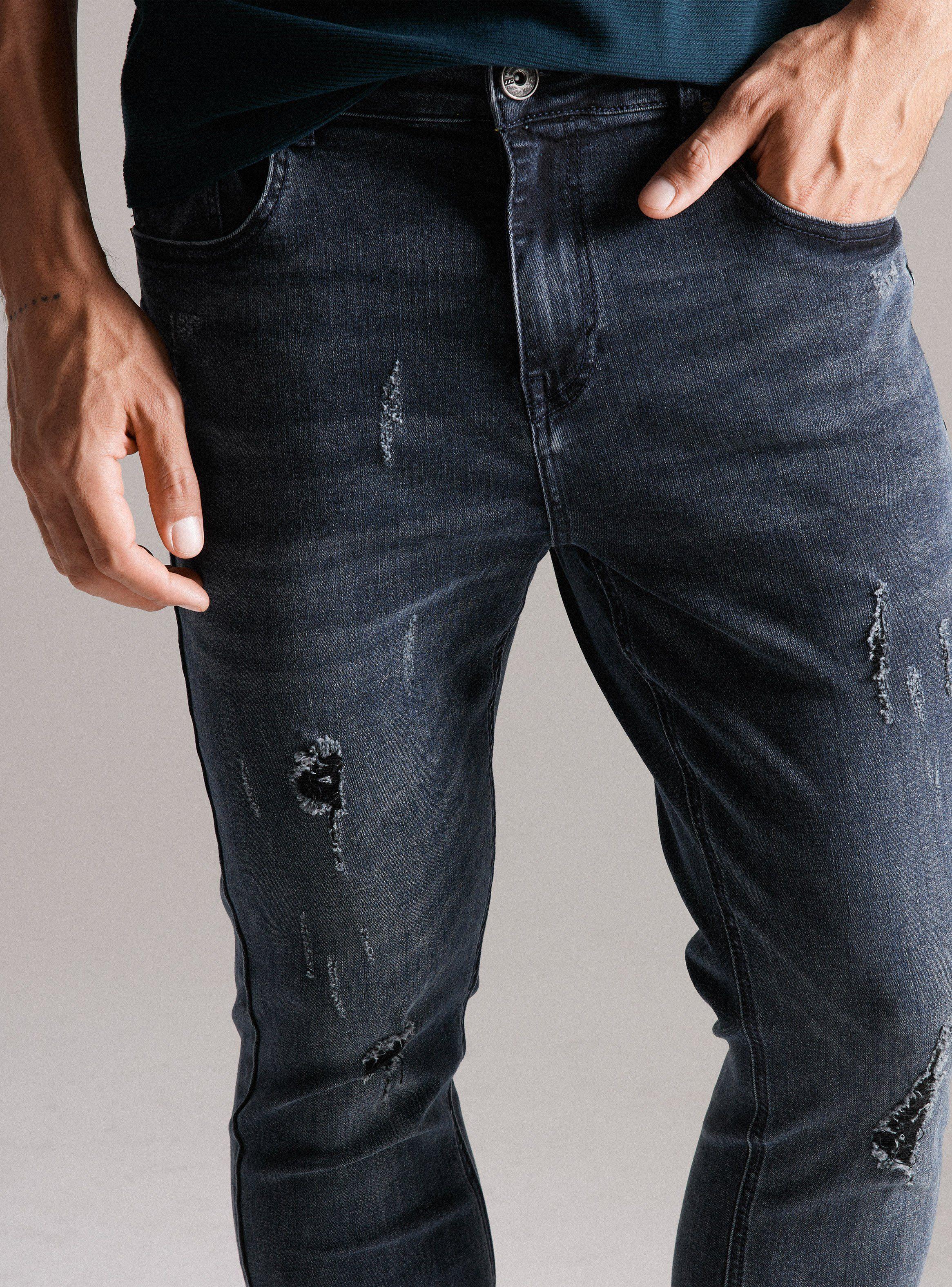 Jeans Grisáceo Rasguños Detalles en Bolsillos-2