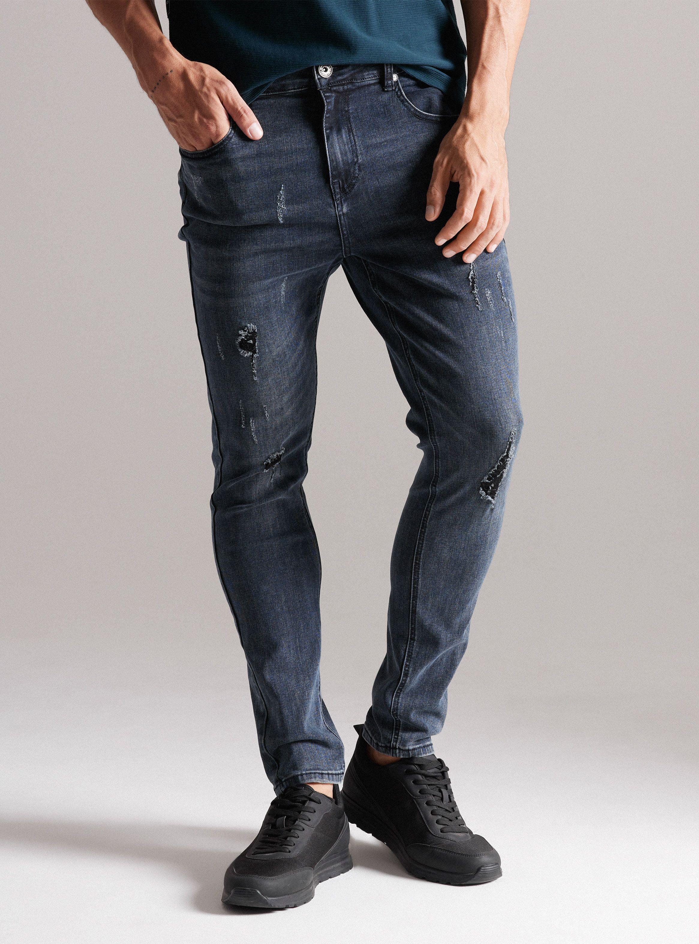 Jeans Grisáceo Rasguños Detalles en Bolsillos-0