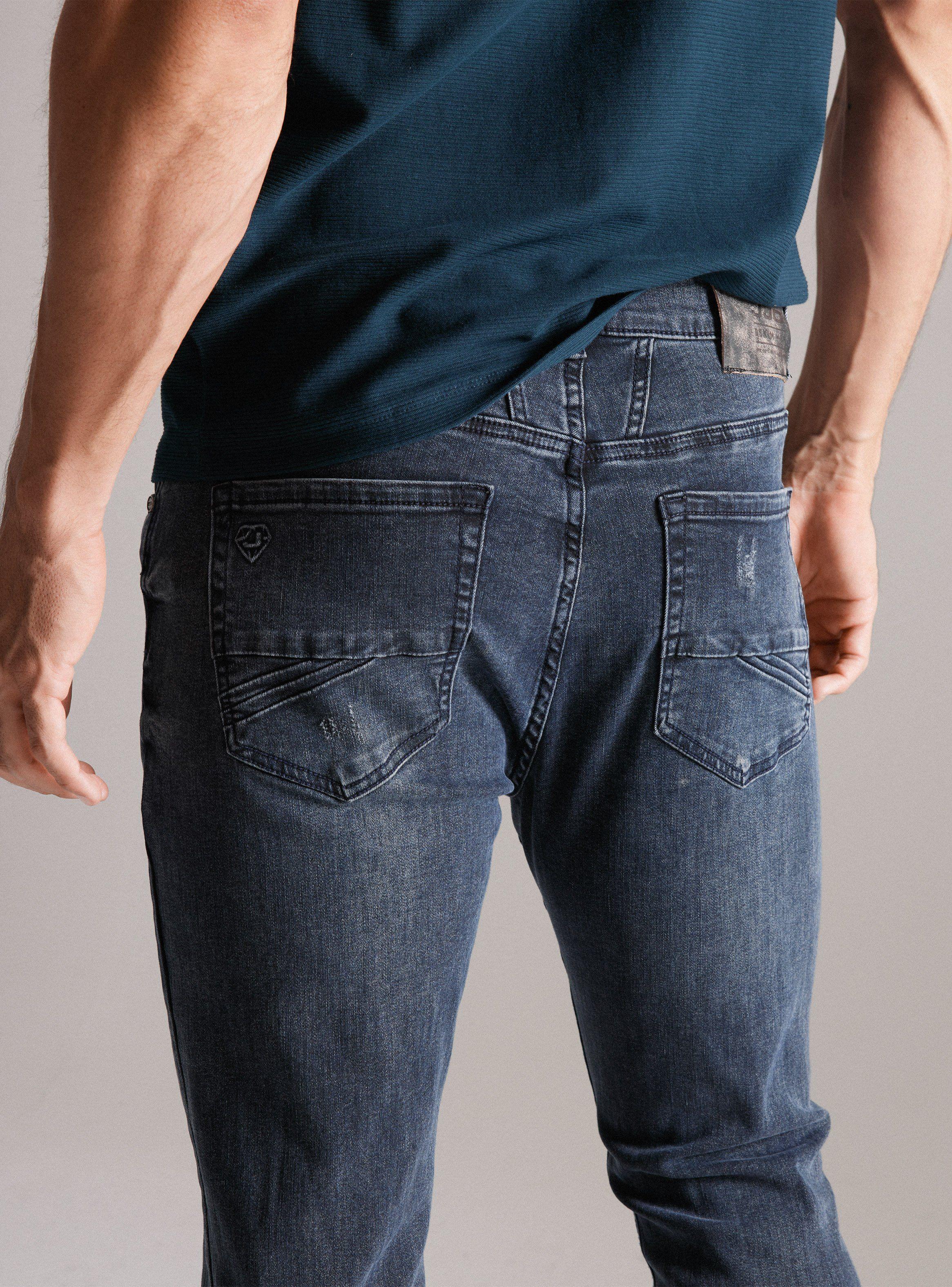 Jeans Grisáceo Rasguños Detalles en Bolsillos-3