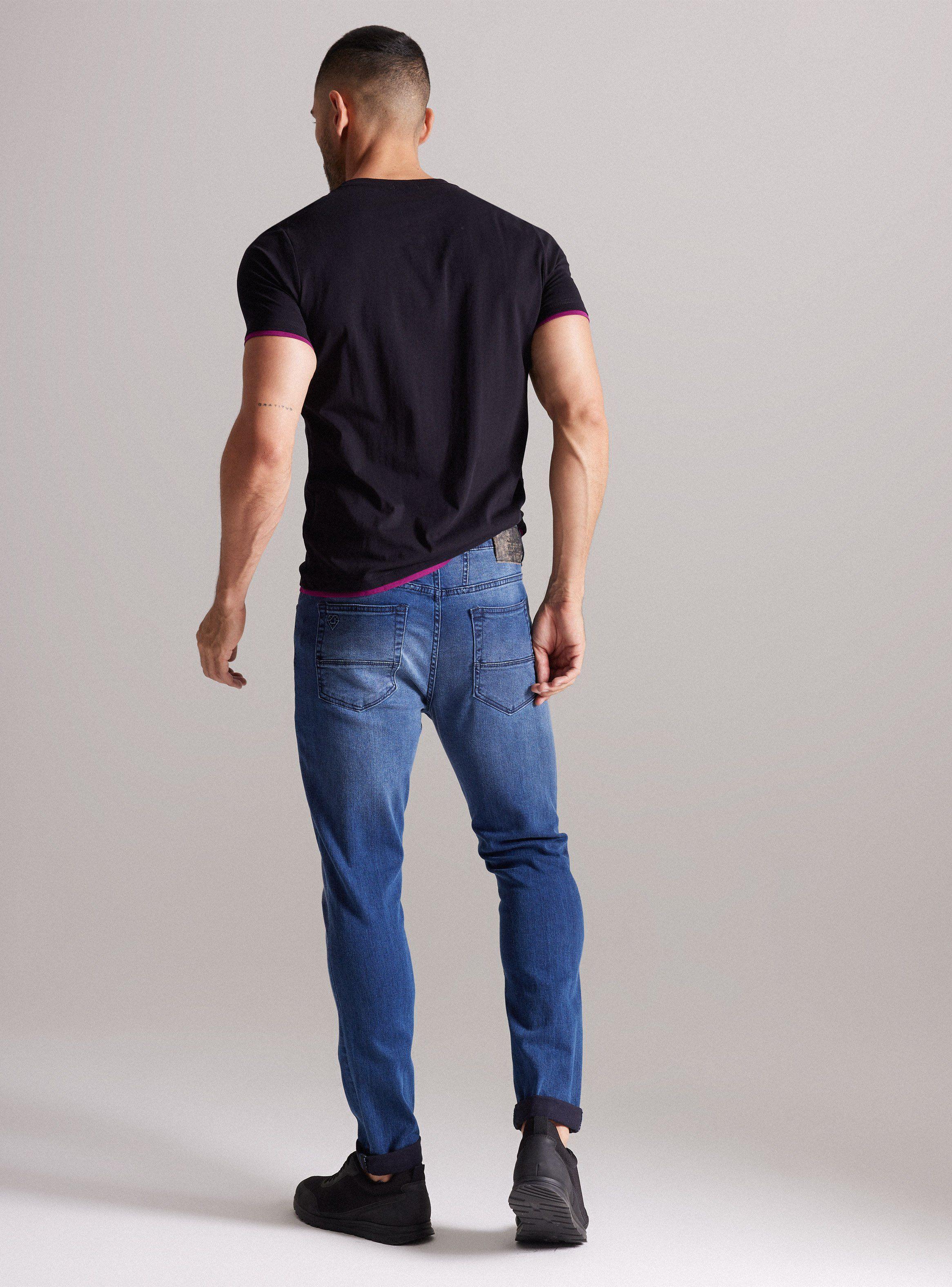 Jeans Azul Oscuro Rasguños Roll Up-5