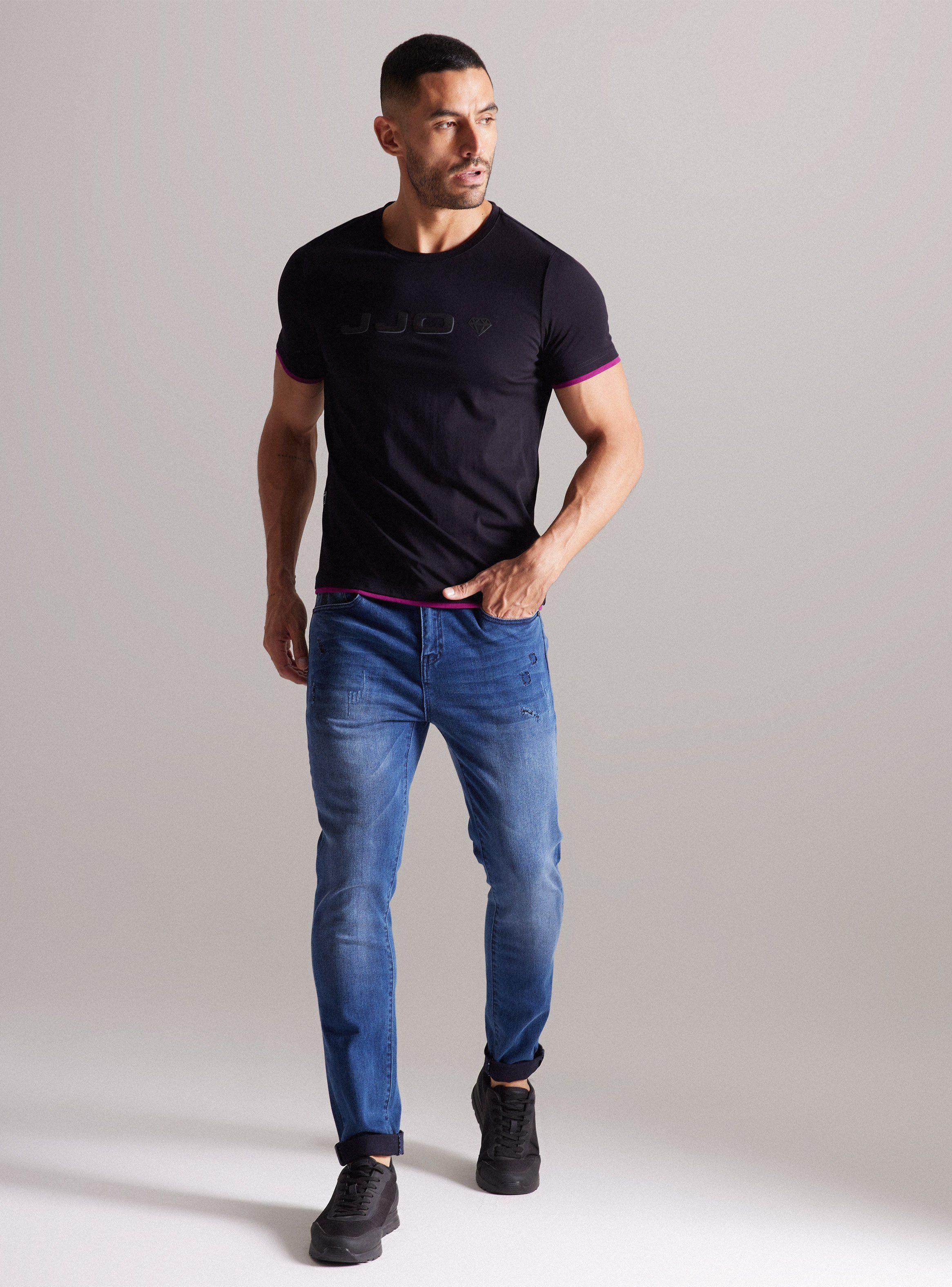 Jeans Azul Oscuro Rasguños Roll Up-4