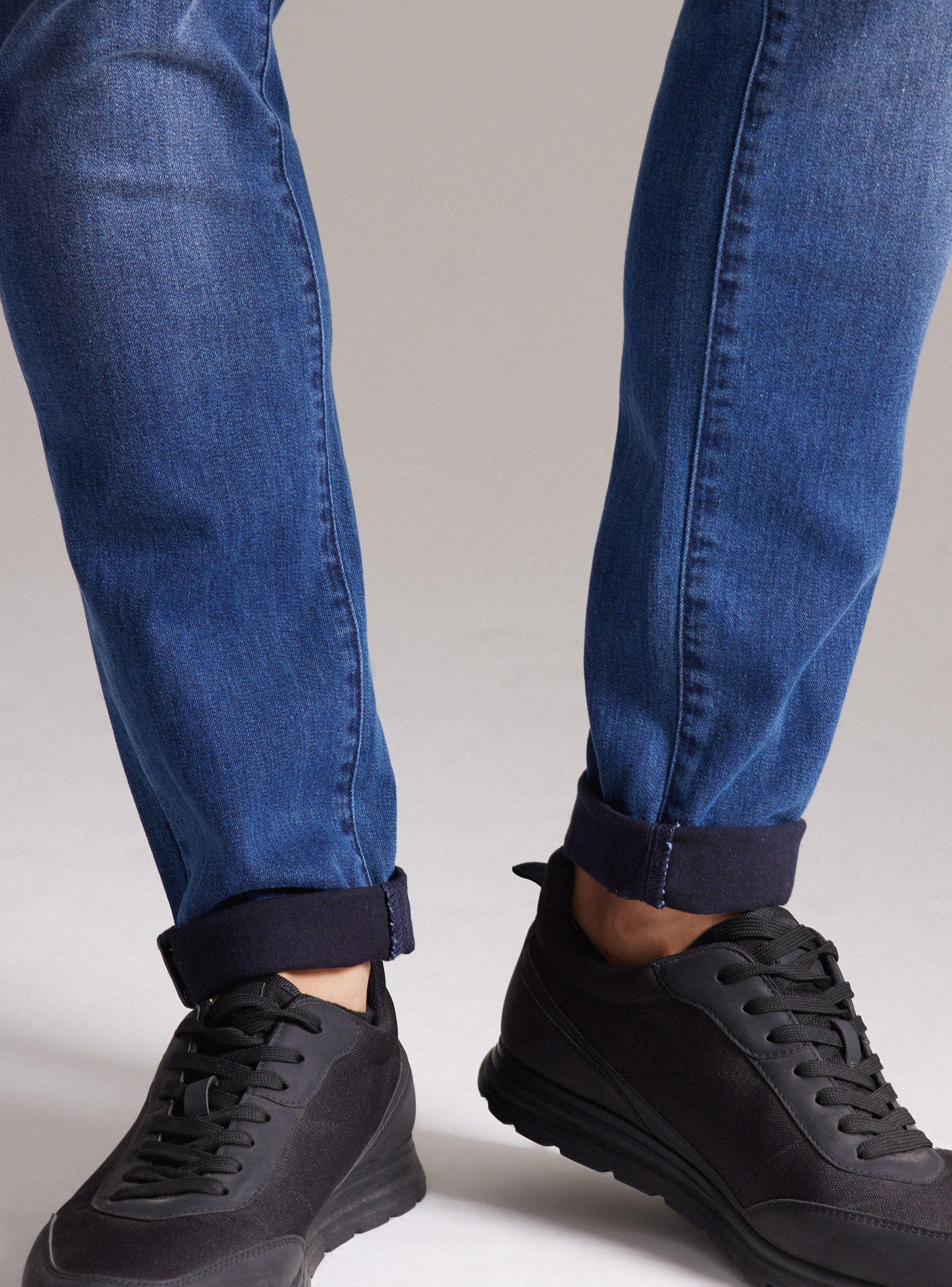 Jeans Azul Oscuro Rasguños Roll Up-3