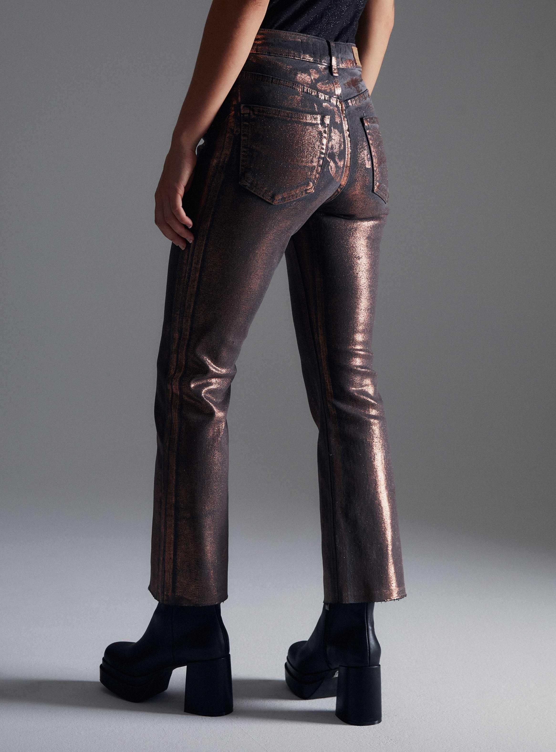 Jeans Kick Flare Coated Cobre-1