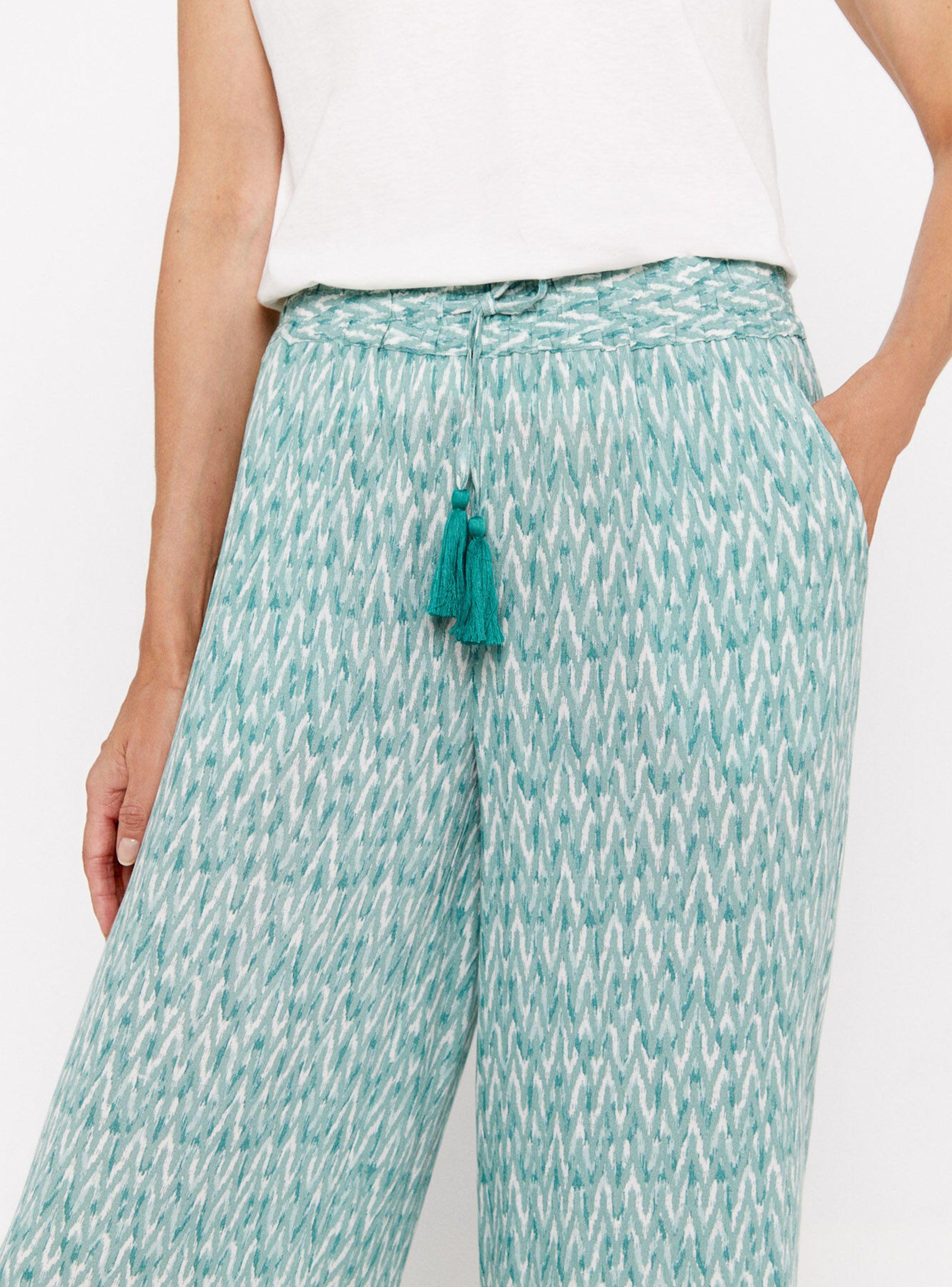Pantalón Fluido Estampado con Pompón Decorativo-2