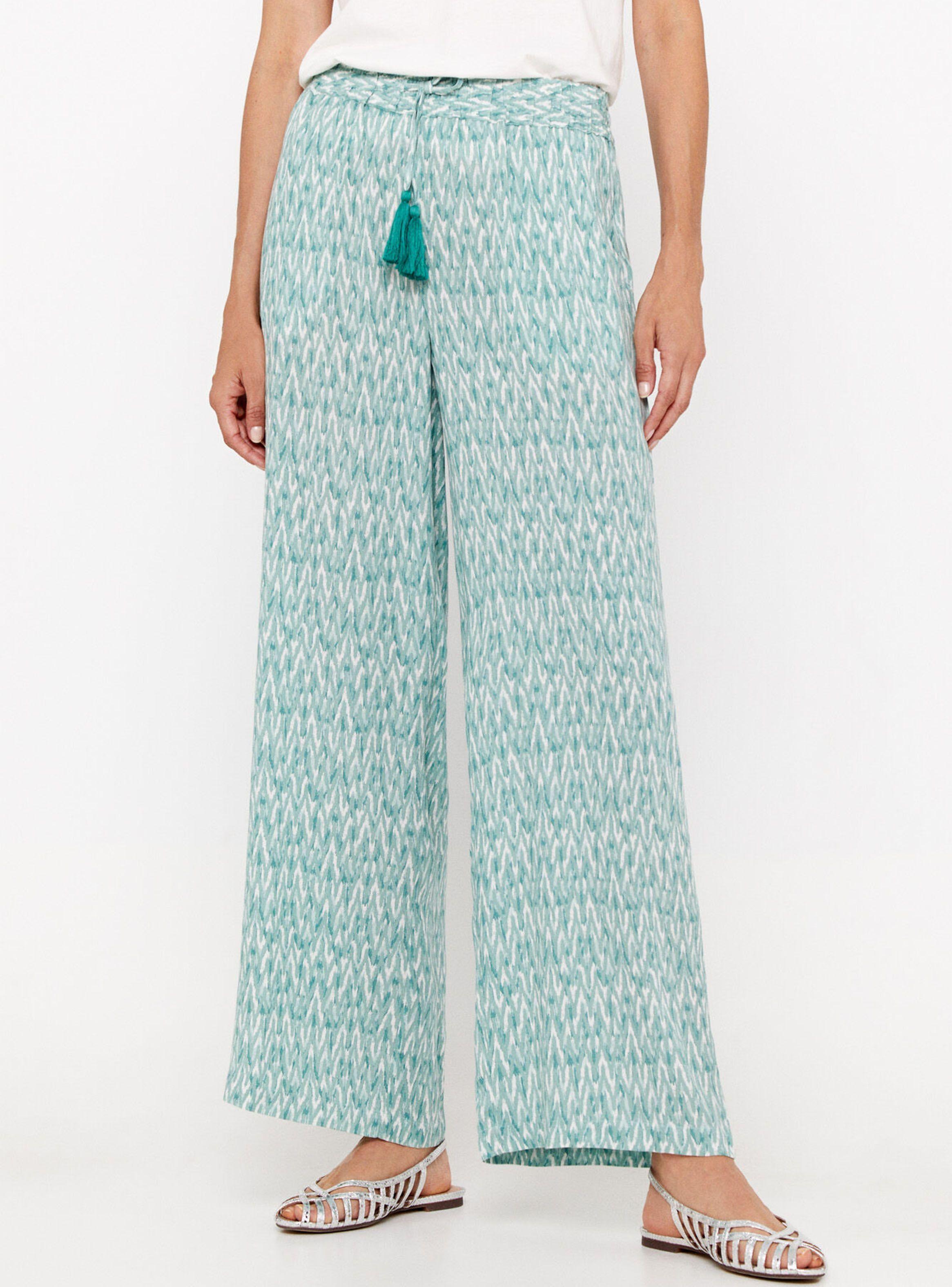 Pantalón Fluido Estampado con Pompón Decorativo-0