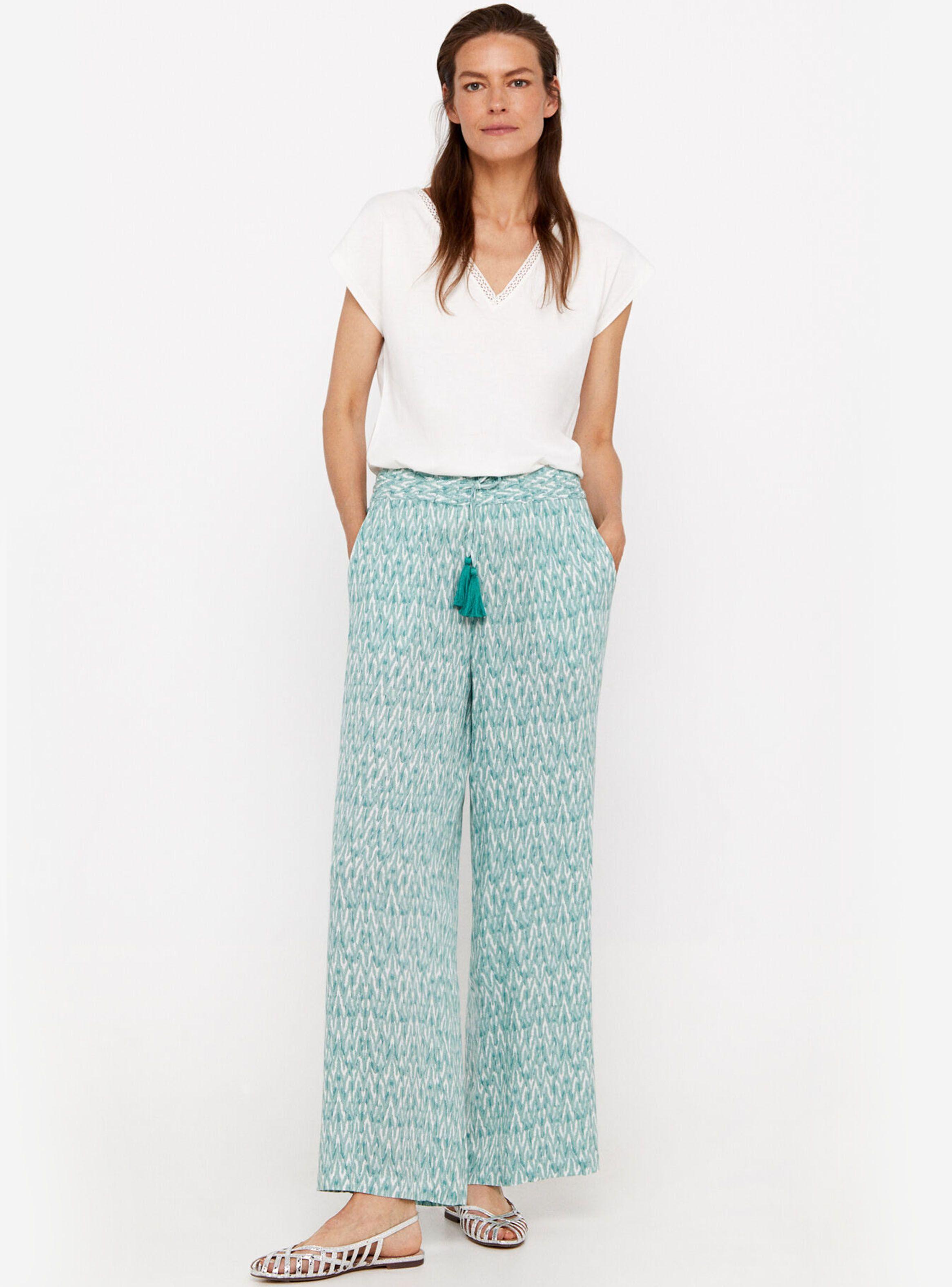 Pantalón Fluido Estampado con Pompón Decorativo-3
