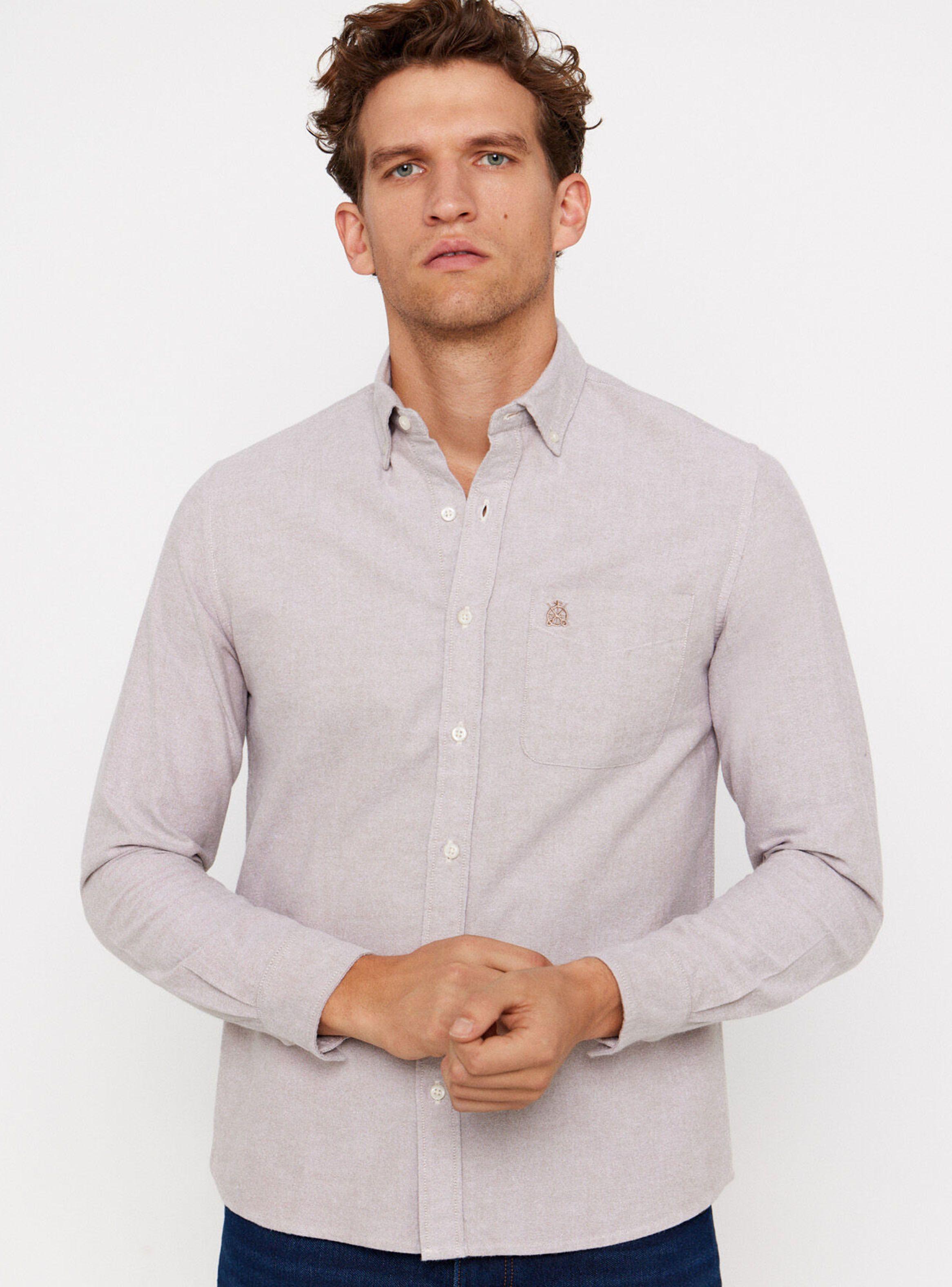 Camisa Manga Larga Oxford Perchado Liso-0