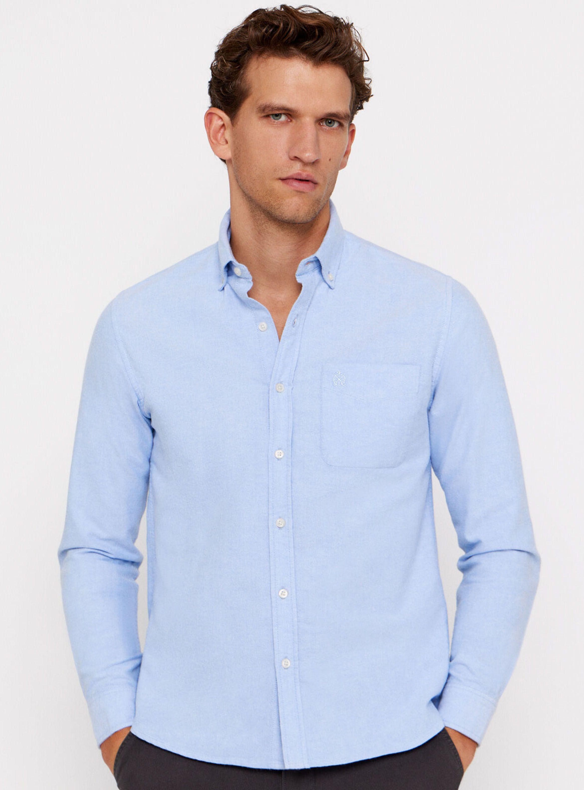 Camisa Manga Larga Oxford Perchado Liso-0