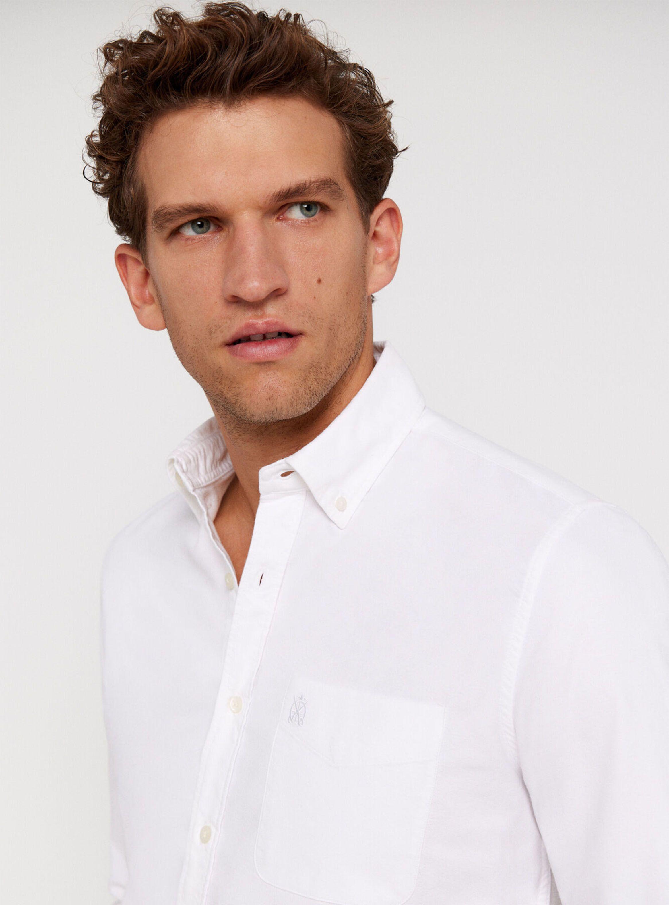 Camisa Manga Larga Oxford Perchado Liso-2