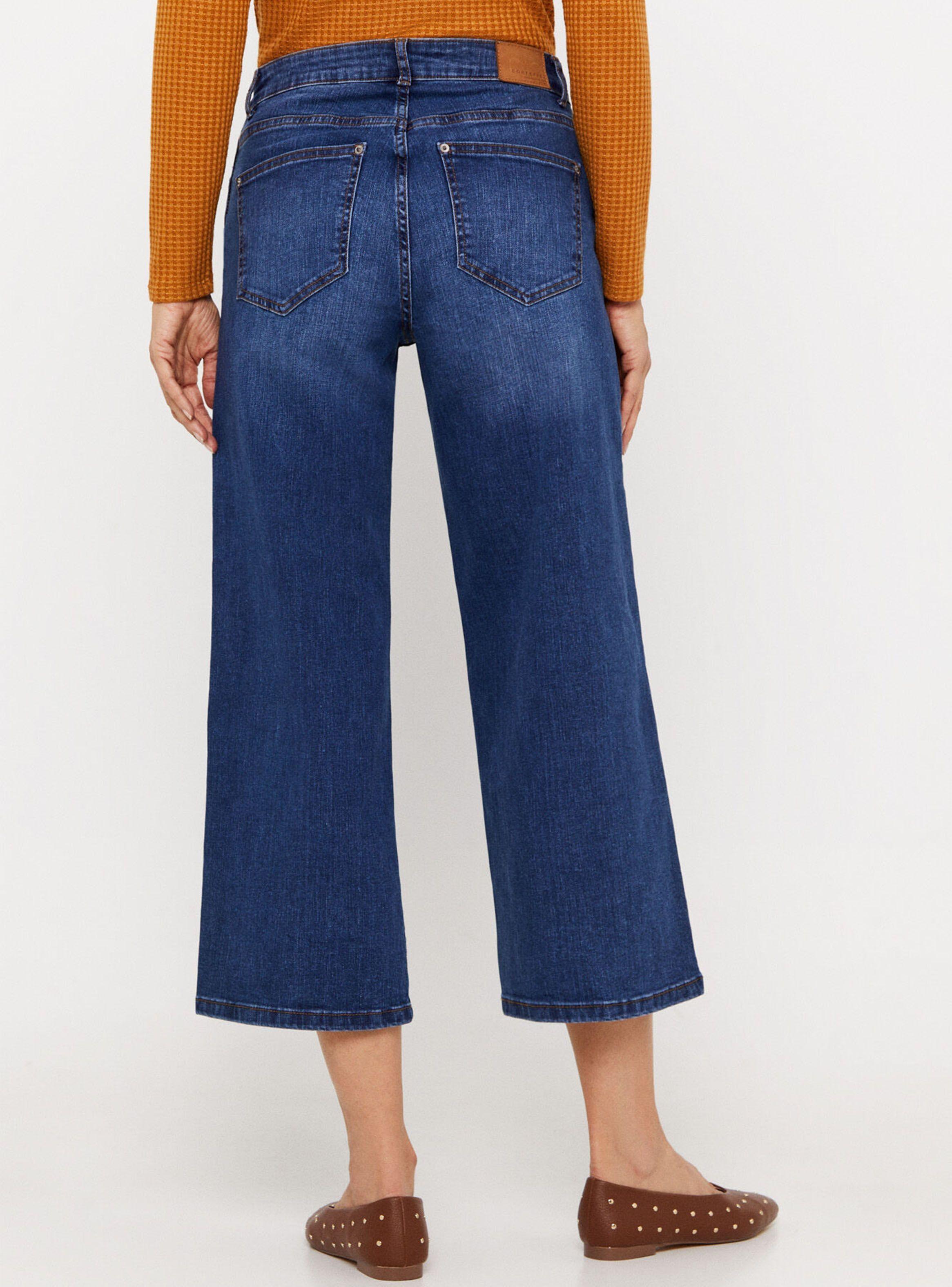 Pantalón Vaquero Tiro Alto Fit Palazzo Crop-1