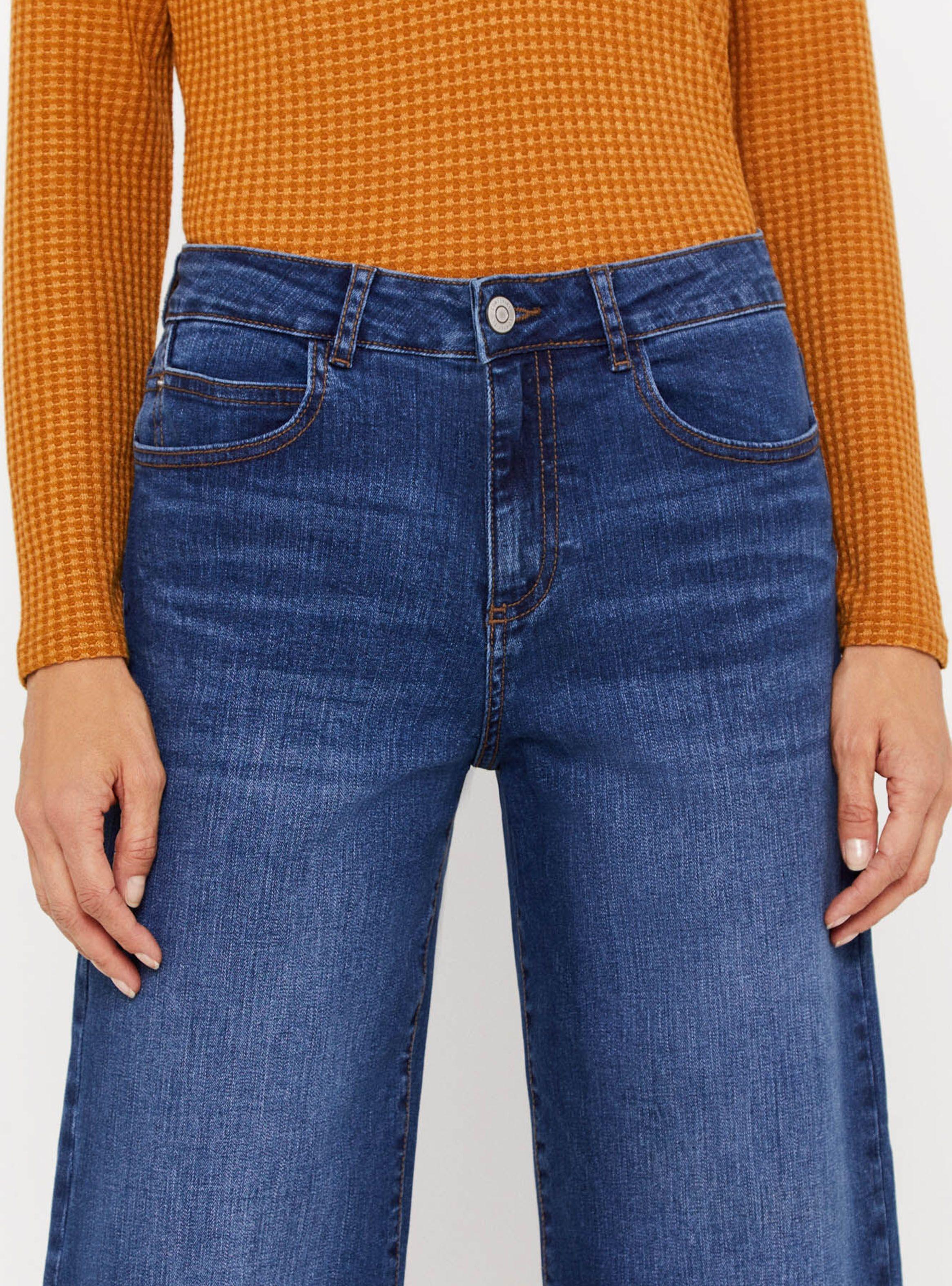 Pantalón Vaquero Tiro Alto Fit Palazzo Crop-2