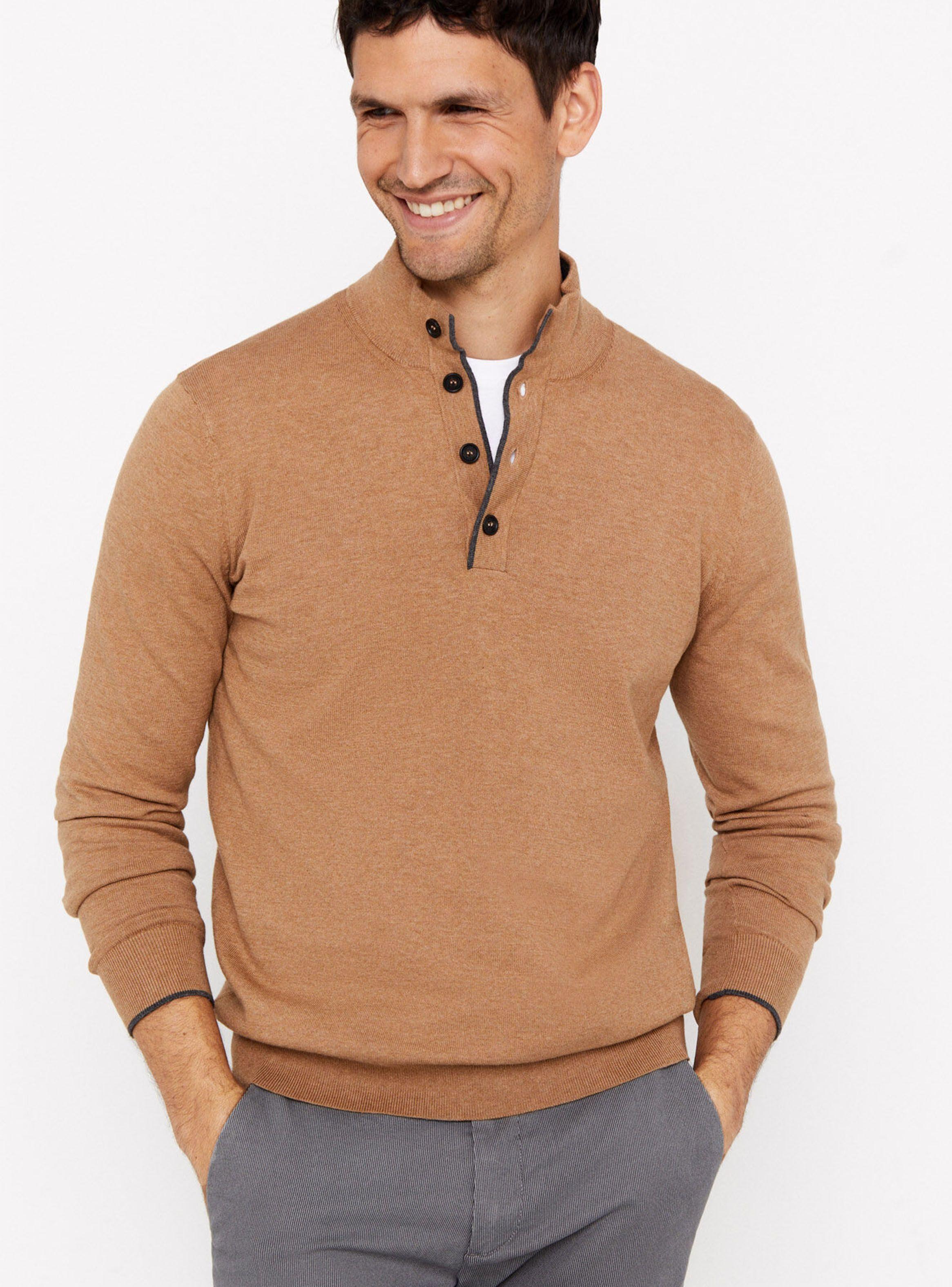 Sweater Algodón Cashmere Cuello Alto Botones-0