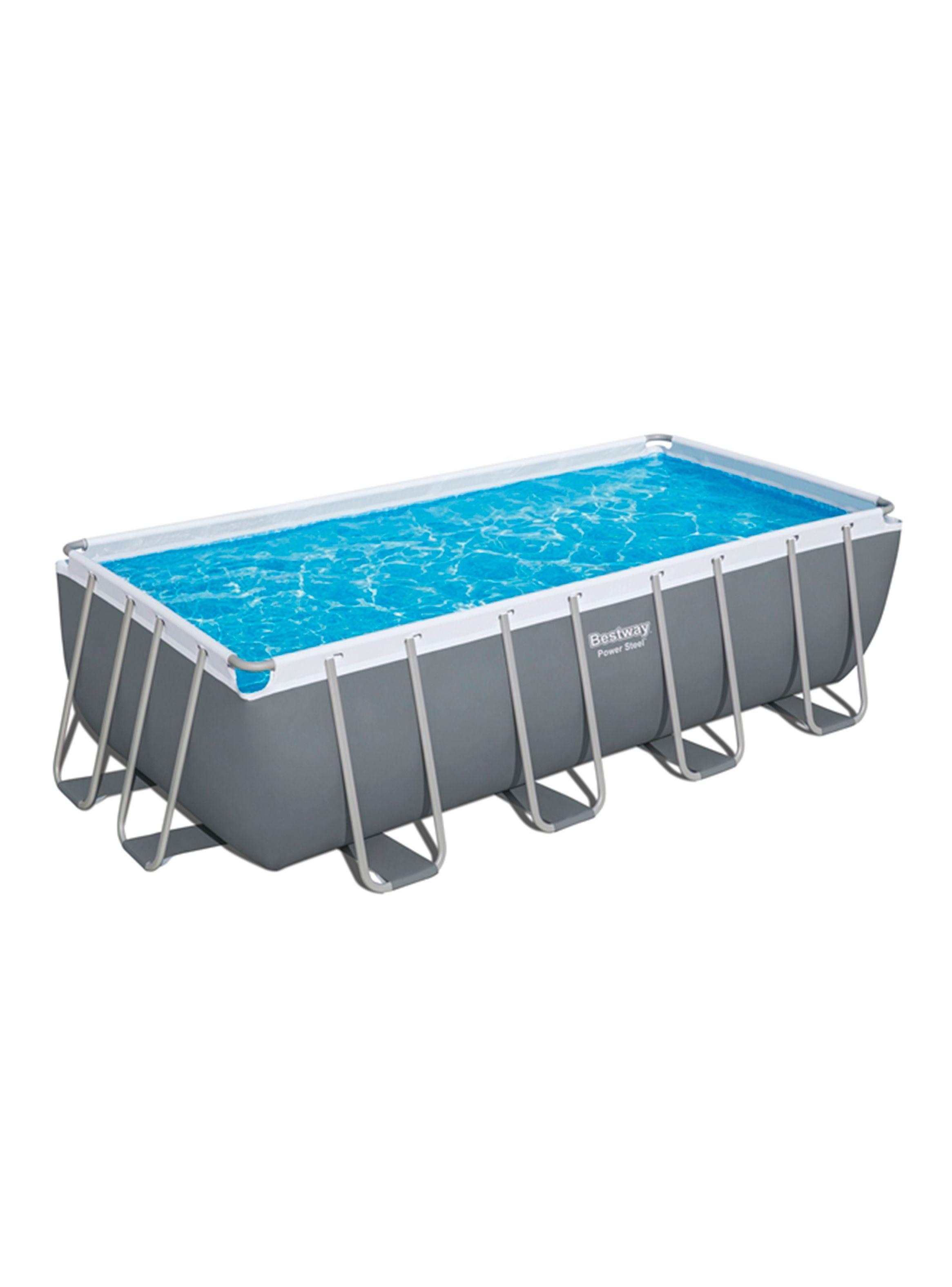 Piscina Rectangular Power Steel 122 x 488 x 244 cm Gris Claro-0