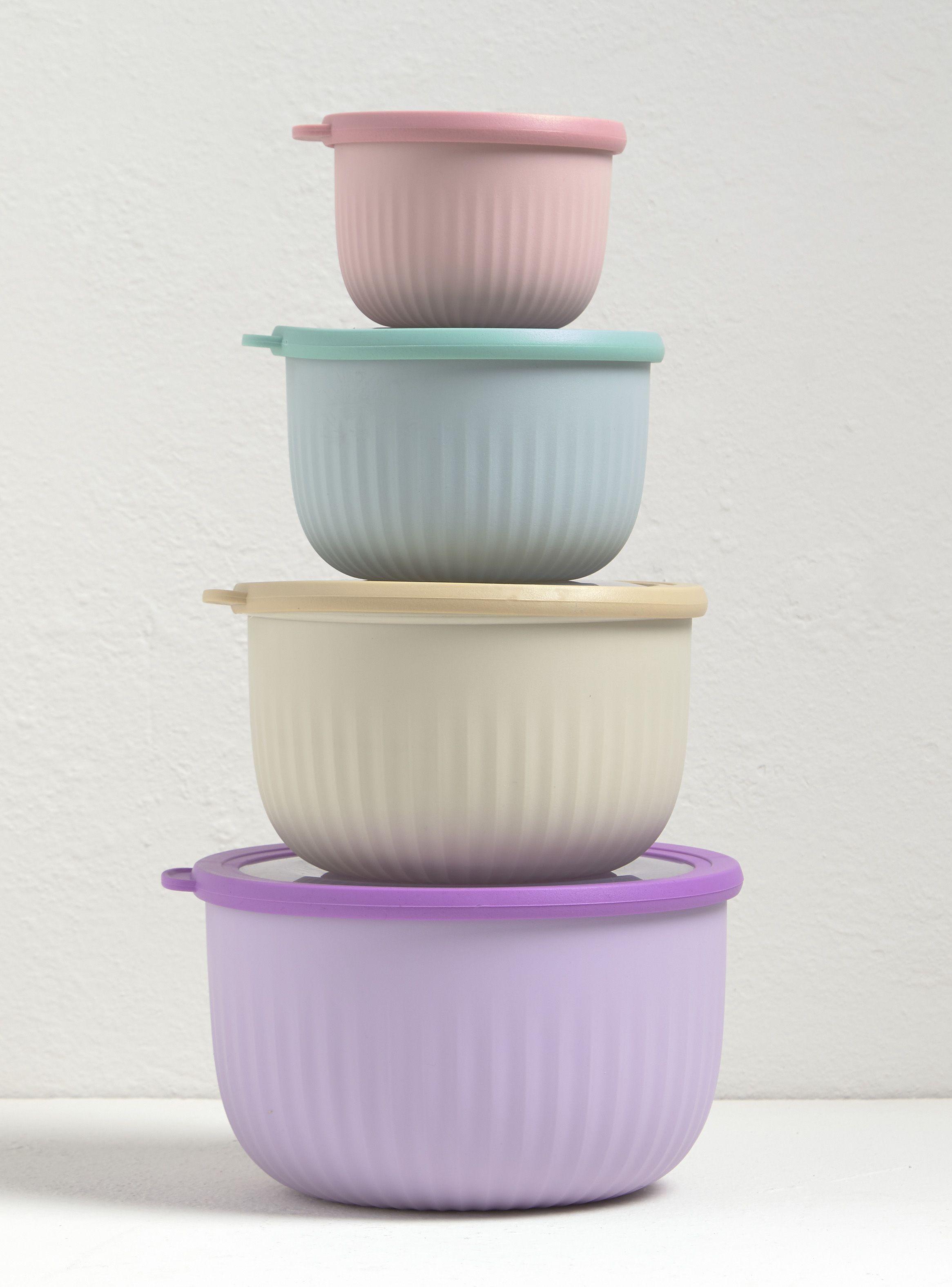 Set 4 Bowls con tapa L 550 ml + 1150 ml + 2100 ml + 3400 ml-0