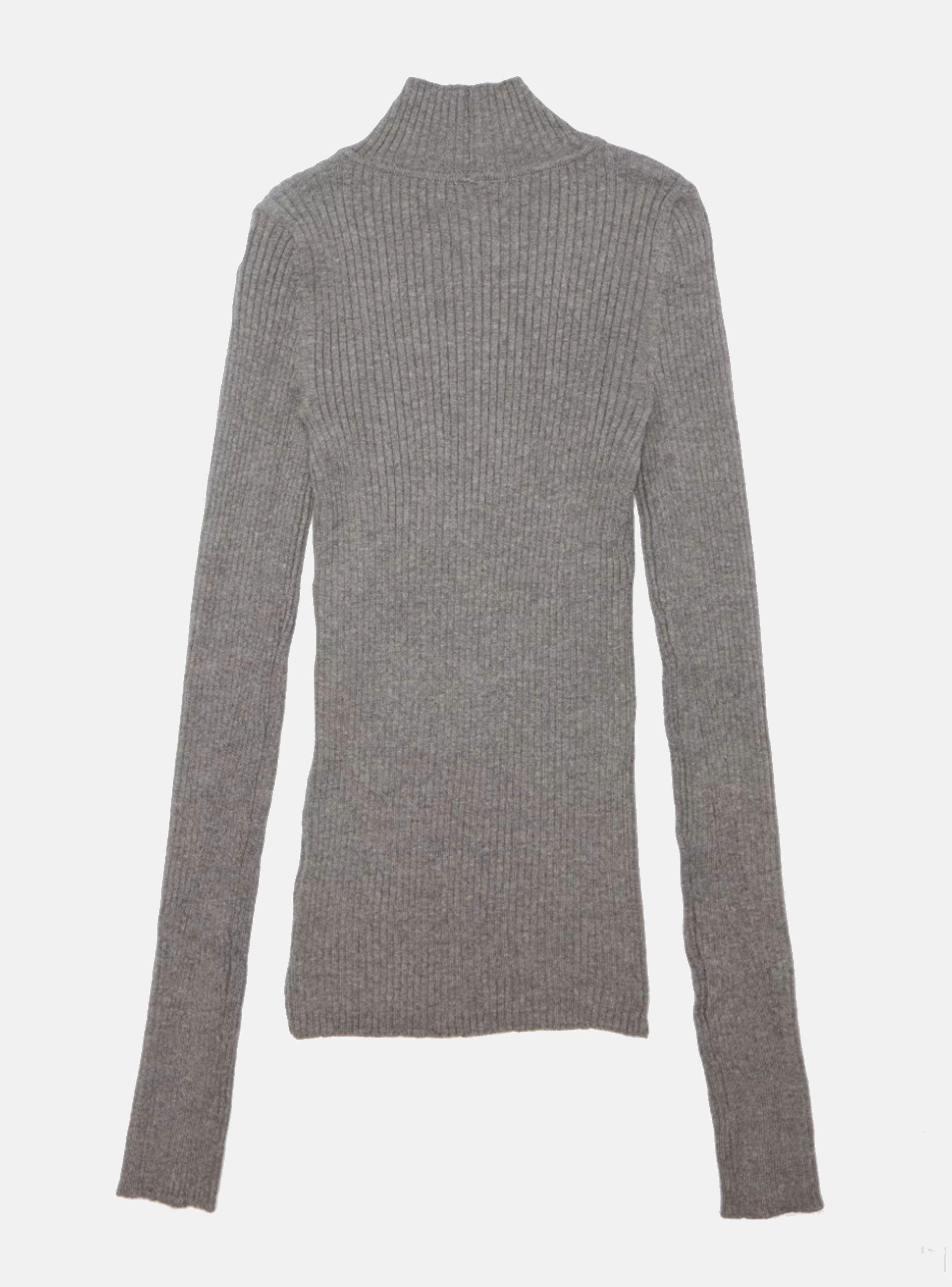 Sweater Con Cuello Alto Cerrado En Punto Elástico-3