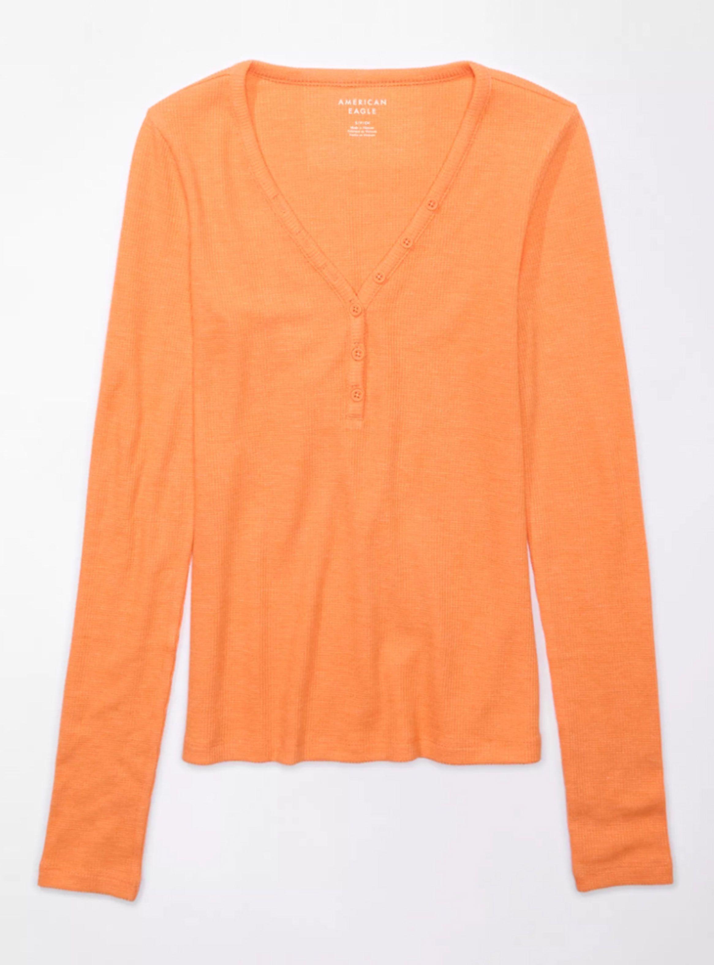 Polera Manga Larga Con Cuello Henley V Textura Waffle-2