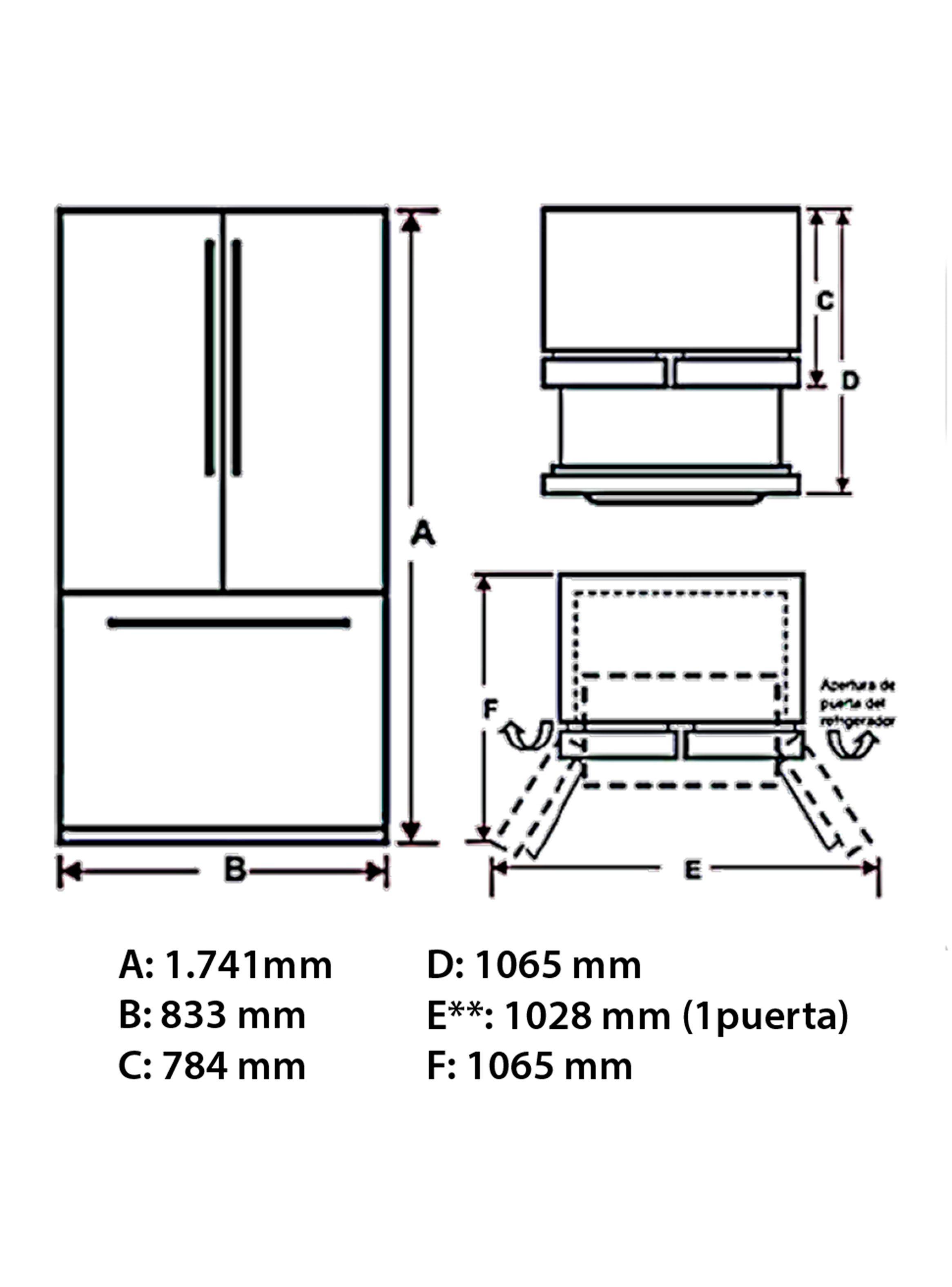 Refrigerador French Door No Frost 470 Litros PWO19JSRFFS-1