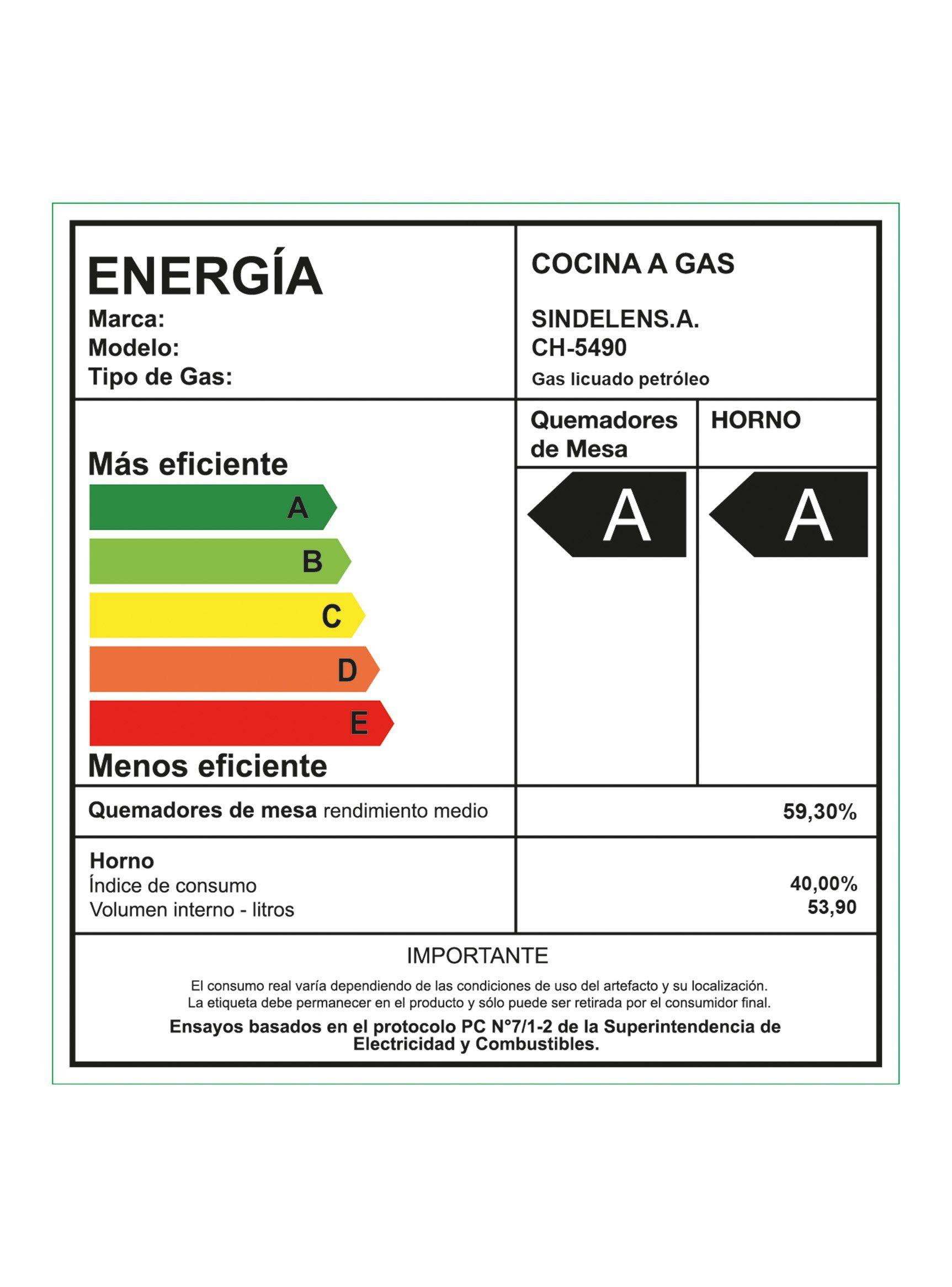 Cocina a Gas Sindelen 4 Quemadores CH-5490NI-4