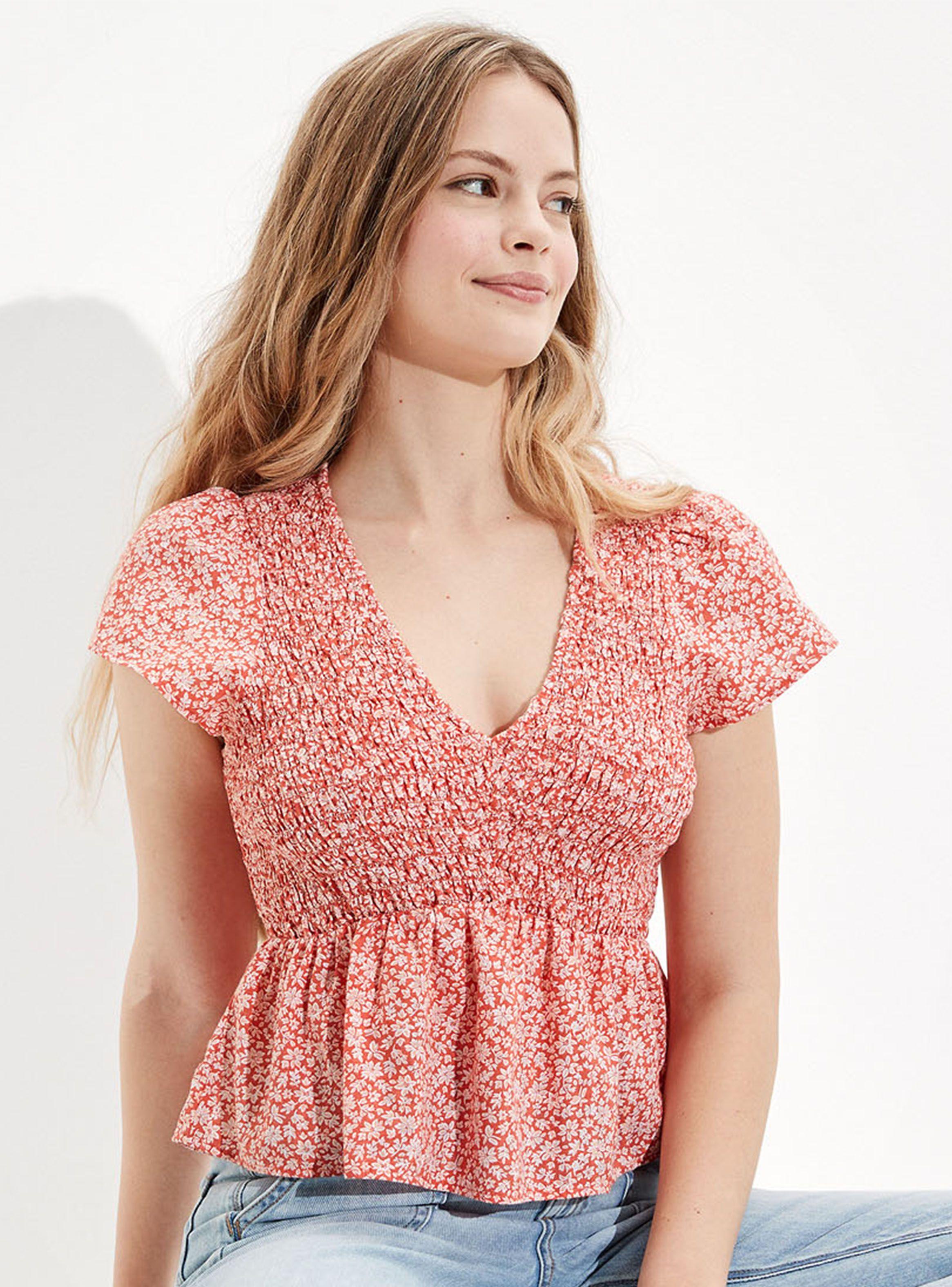 Blusa Babydoll Cuello V Smocked-0